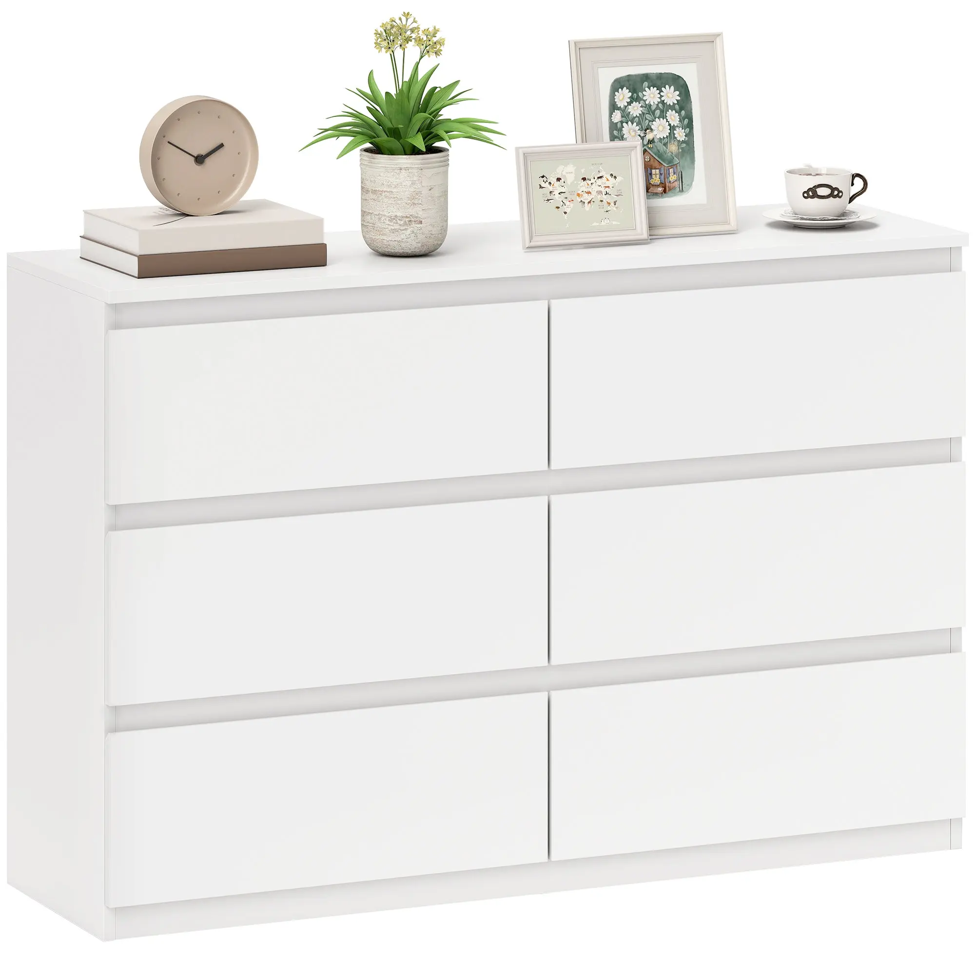 3-Drawer Dresser Sideboard, Modern Handleless Chest for Living Room, Bedroom & Hallway - White (112 x 34 x 75 cm / 44.1 x 13.4 x 29.5 in)