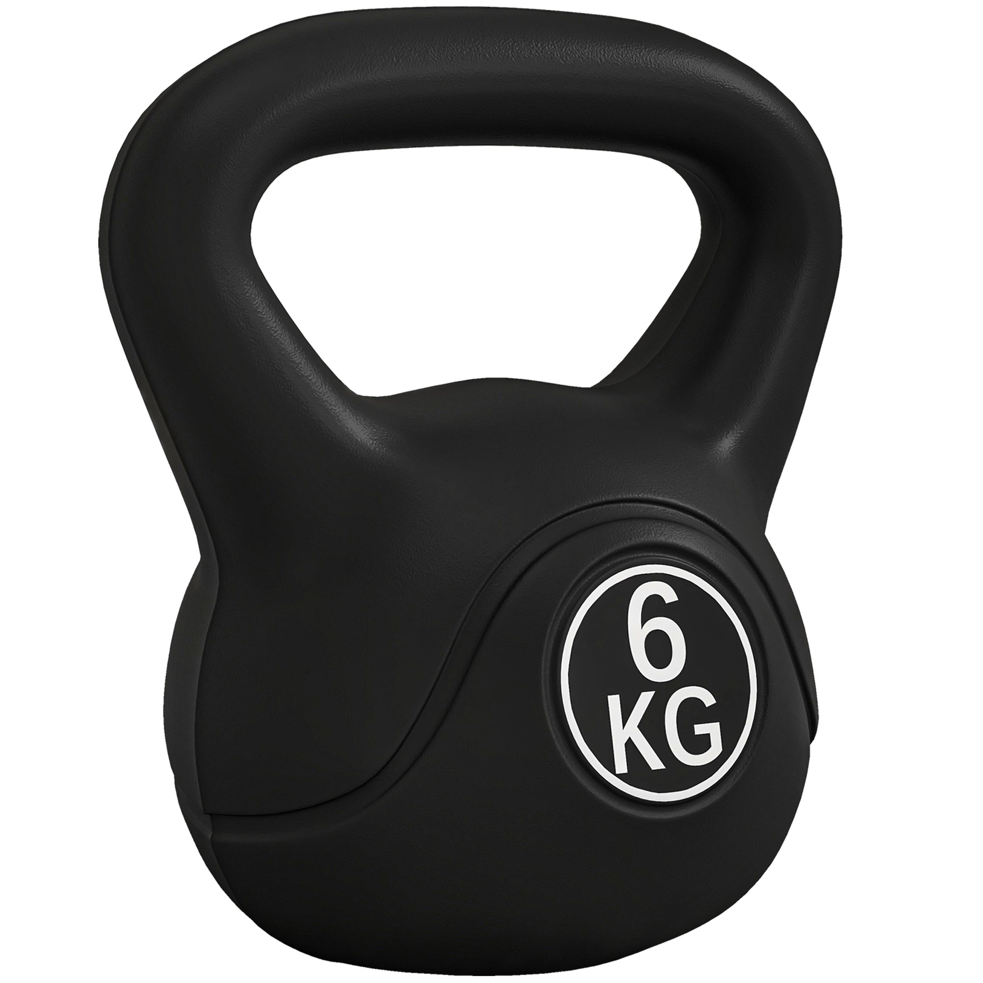 HOMCOM 6 kg Kettlebell Fitness Russian Gewicht mit Sand gefüllt und breitem rutschfestem Griff für Heim- und Fitnessstudio-Workouts 20x13x22 cm Schwarz