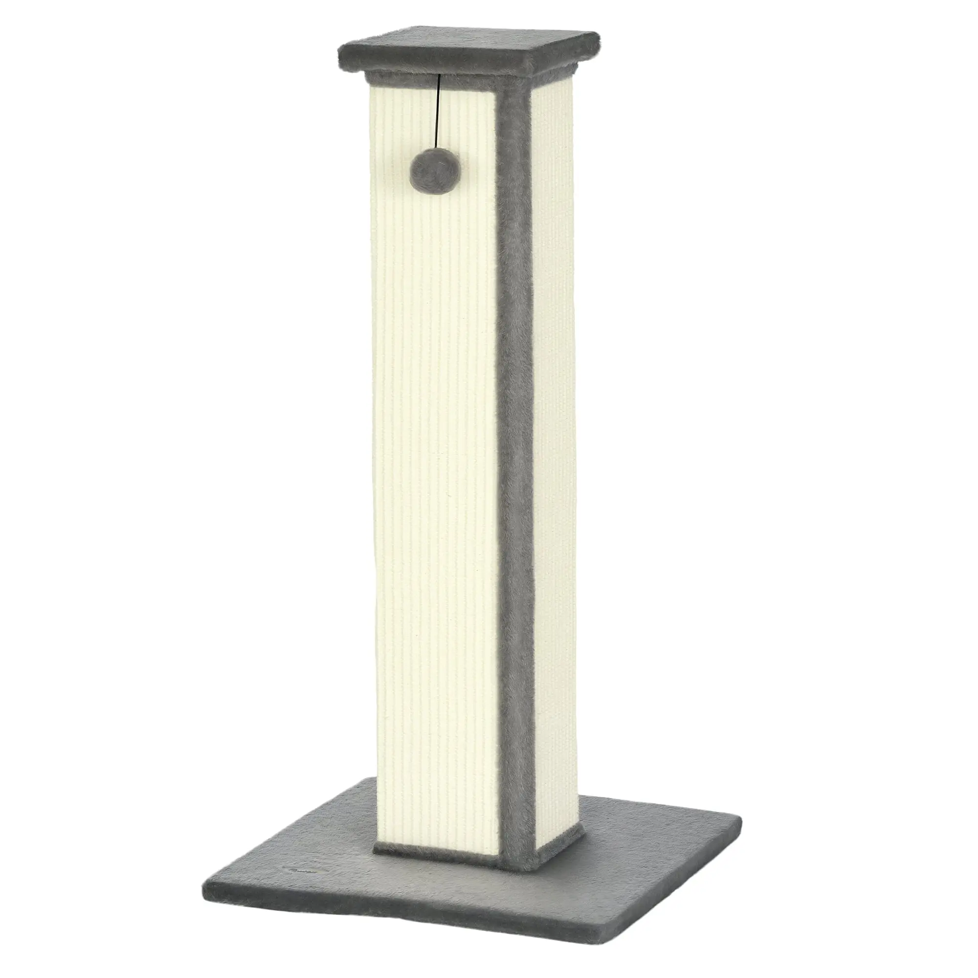 Scratching Post, 81cm Scratching Column, Sisal Cat Scratching Tree with Play Ball, Cat Scratching Furniture for Cats up to 5 kg, Indoor, Gray, Cream