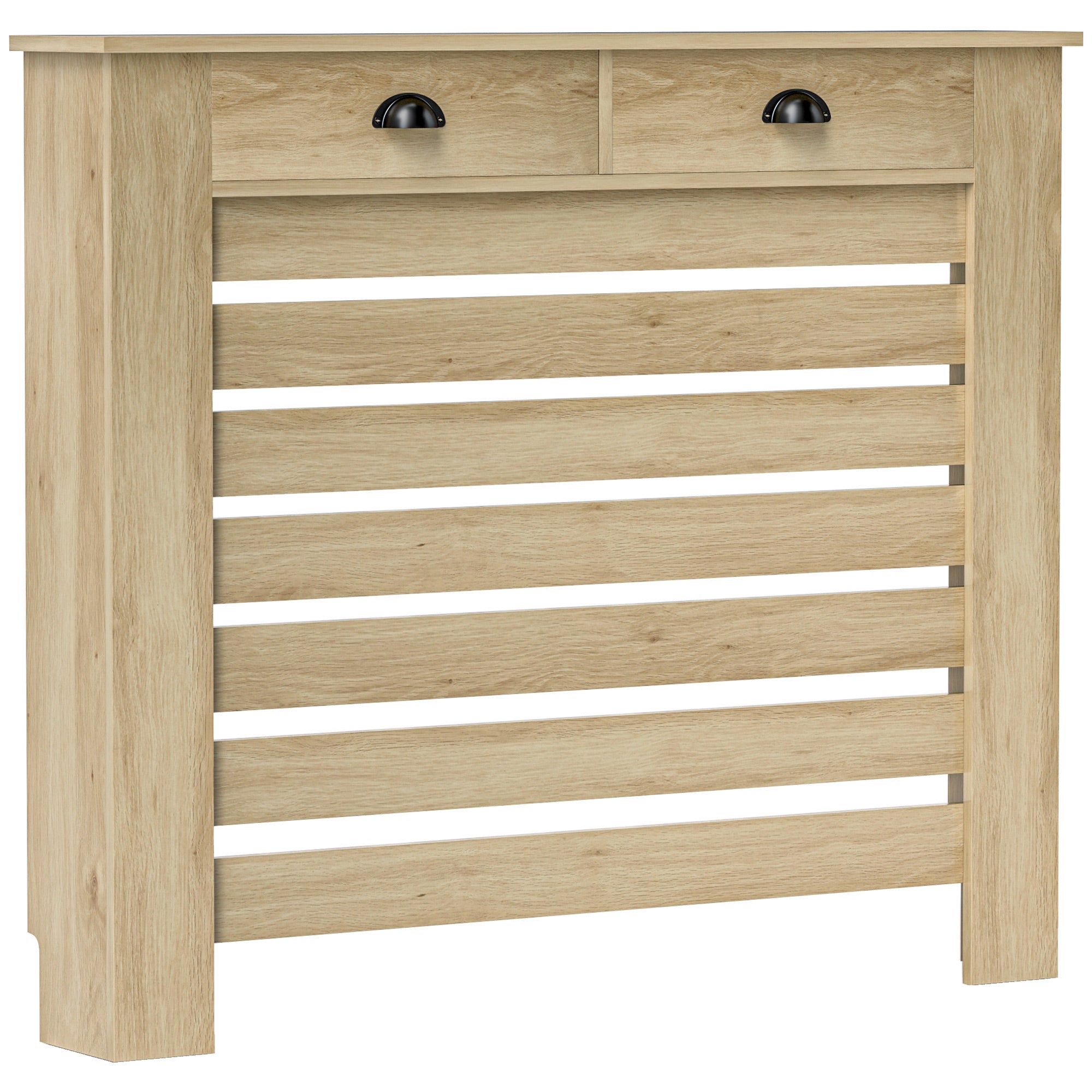 HOMCOM Radiator Dække med Skuffe MDF Radiator Dække til Stue, Soveværelse, Gang 111x19x95,5 cm Eg