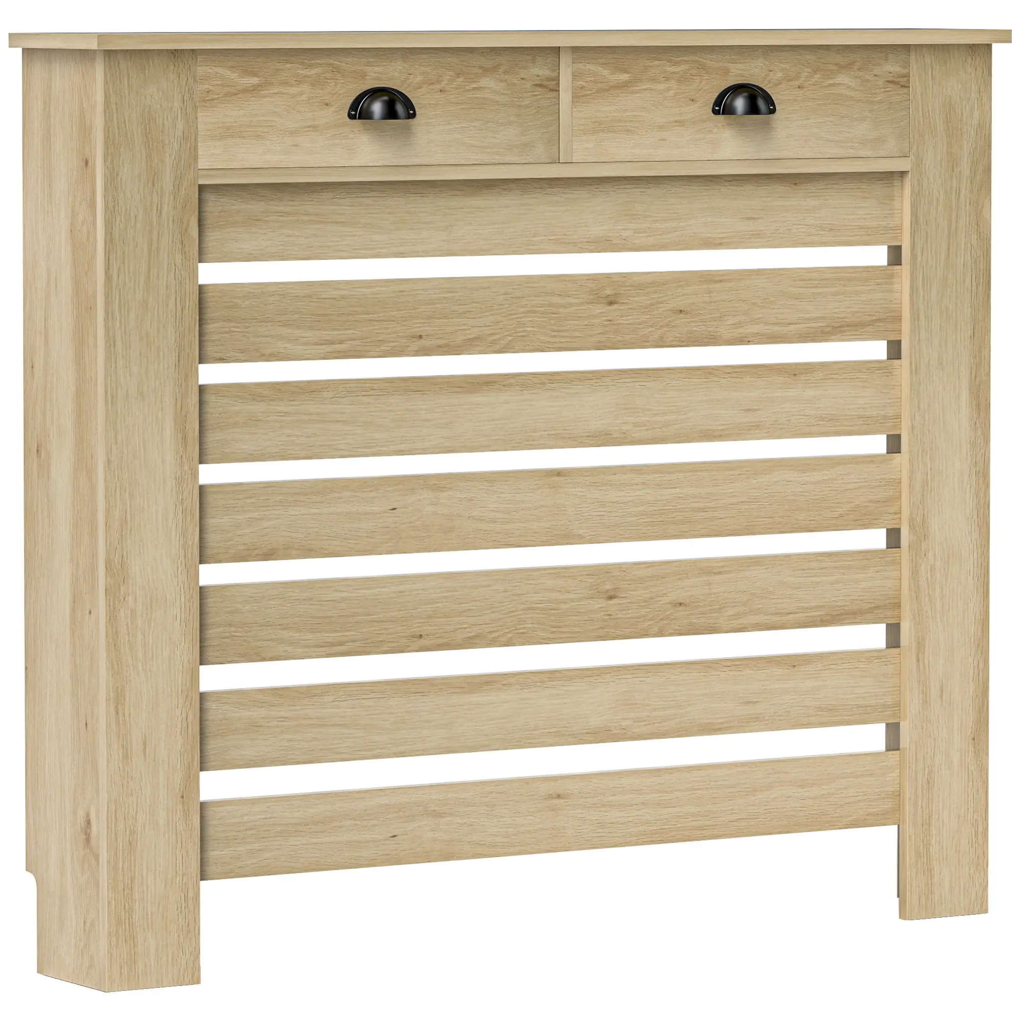 Radiator Cover with Drawer MDF Radiator Cover for Living Room Bedroom Hallway 111x19x95.5 cm Oak