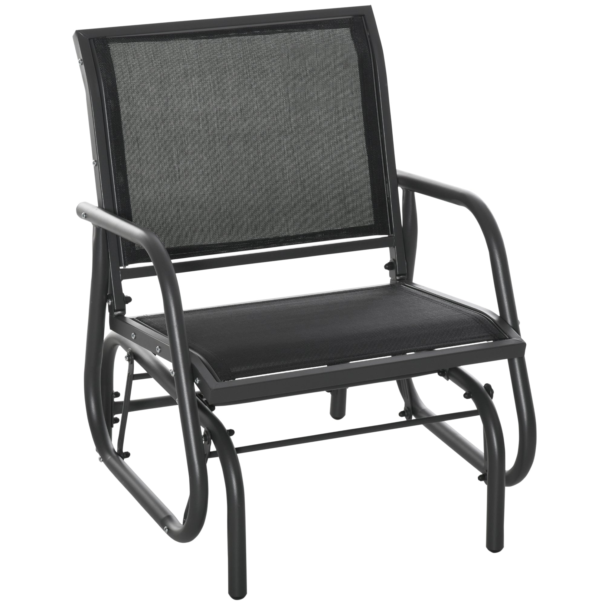Metal Swing Chair Garden Chair with Armrest Backrest Garden Swing up to 120 kg Load Capacity Outdoor Relax Chair for Balcony Garden Terrace Black