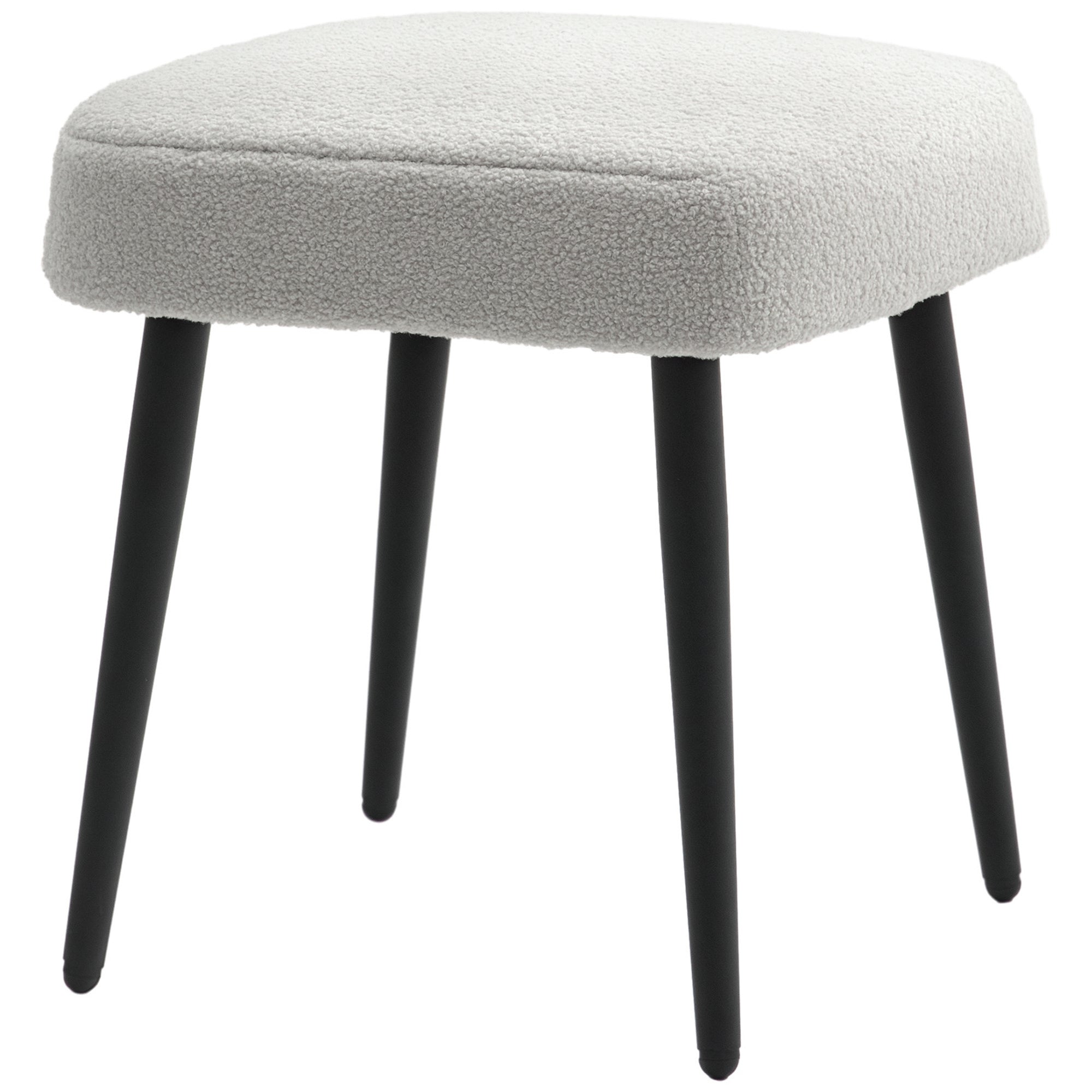 HOMCOM Puff Ülőke Négyzet Alakú Sminkpuff, Lábpihentető Cashmere Hatással, Acél Lábakkal, A Nappaliba, Hálószobába, Világosszürke, 42 x 42 x 47 cm