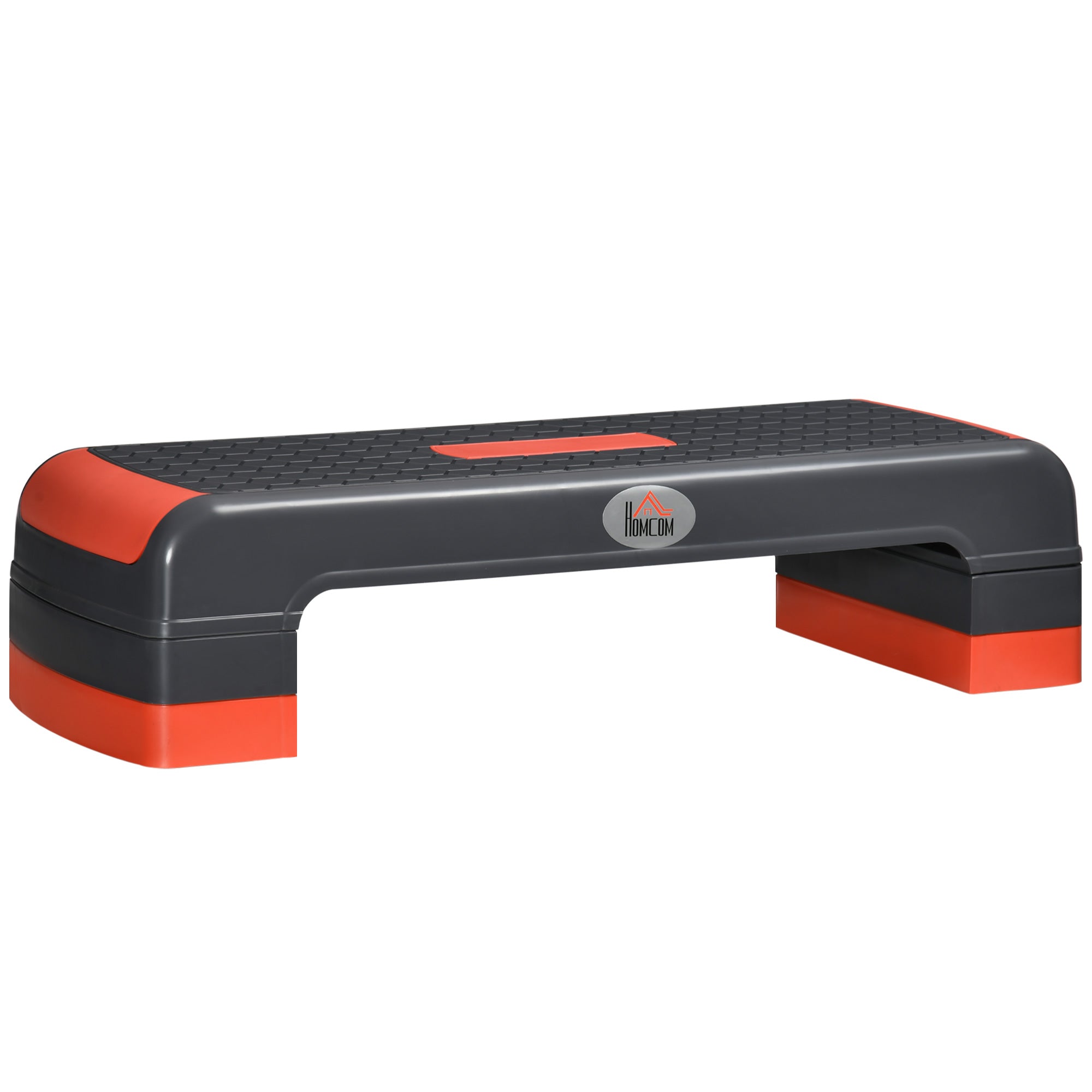 HOMCOM Aerobic Stepper Step Board med justerbar højde Fitness Træner til hjemmet med 3 niveauer (10/15/20 cm) Indendørs Udendørs Kapacitet op til 150 kg 78 x 28 x 10-20 cm Rød