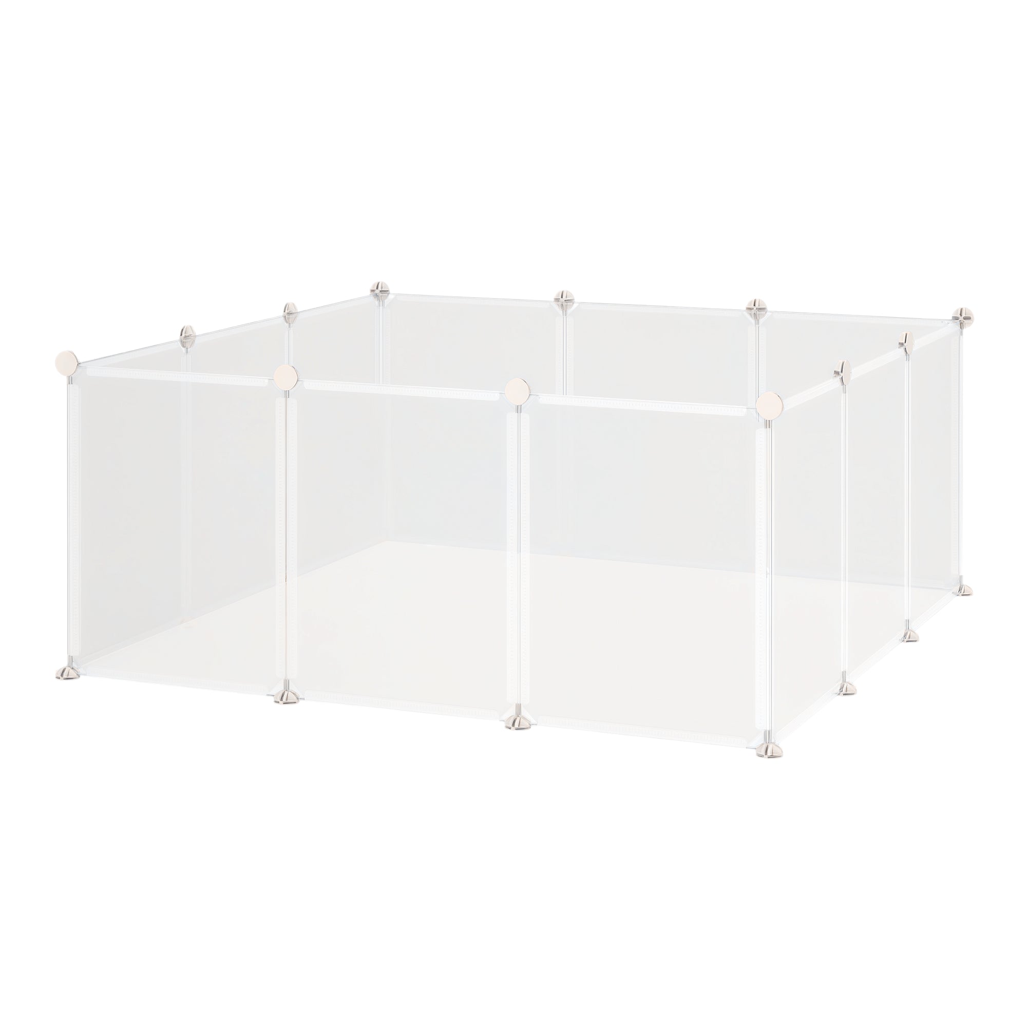 PawHut DIY Freilaufgehege - Vabaduse Aed väikestele lemmikloomadele, 12 Paneeli, Valge Metall PP Vaik, 105 x 105 x 45 cm