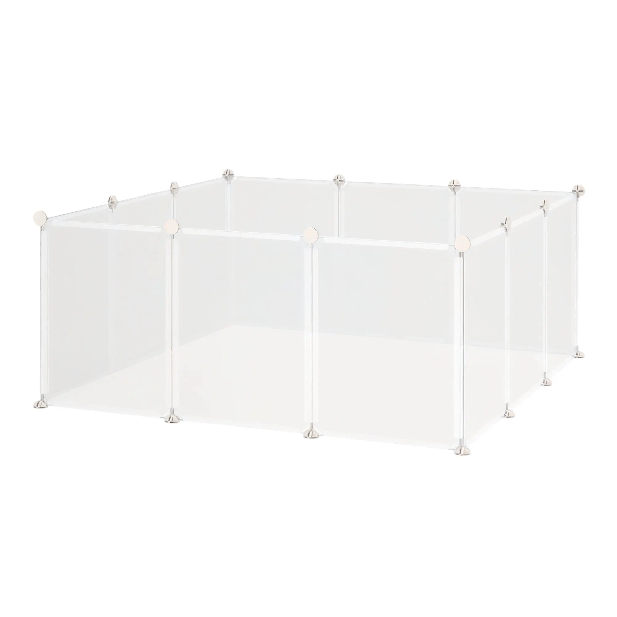 Freilaufgehege Laufgitter DIY Freigehege Gittergehege Absperrgitter Kleine Haustiere Laufstall für Innen 12 Platten White Metal PP Resin 105 x 105 x 45 cm