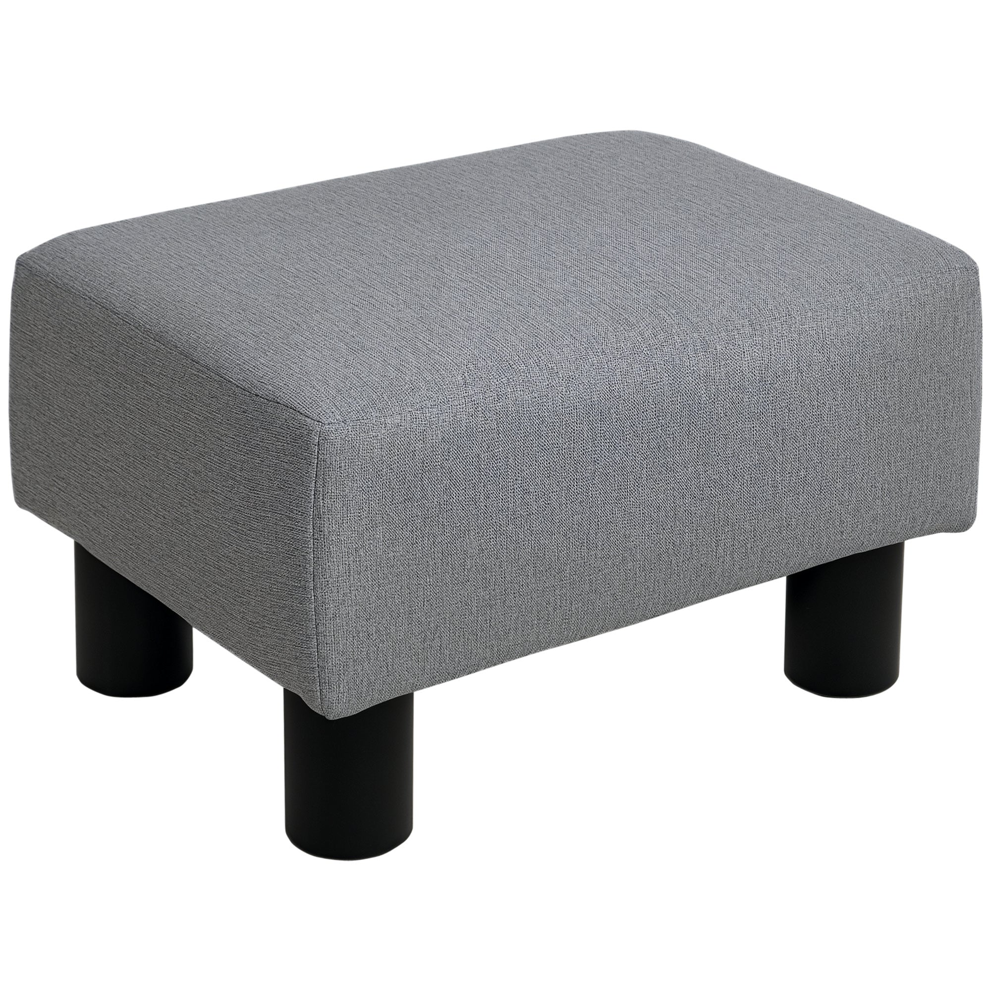 HOMCOM Ottomane voor de Woonkamer Laag Bankje Bekleed met Linnen Rectangulair Ottomane met Houten Constructie voor Woonkamer Slaapkamer Grijs