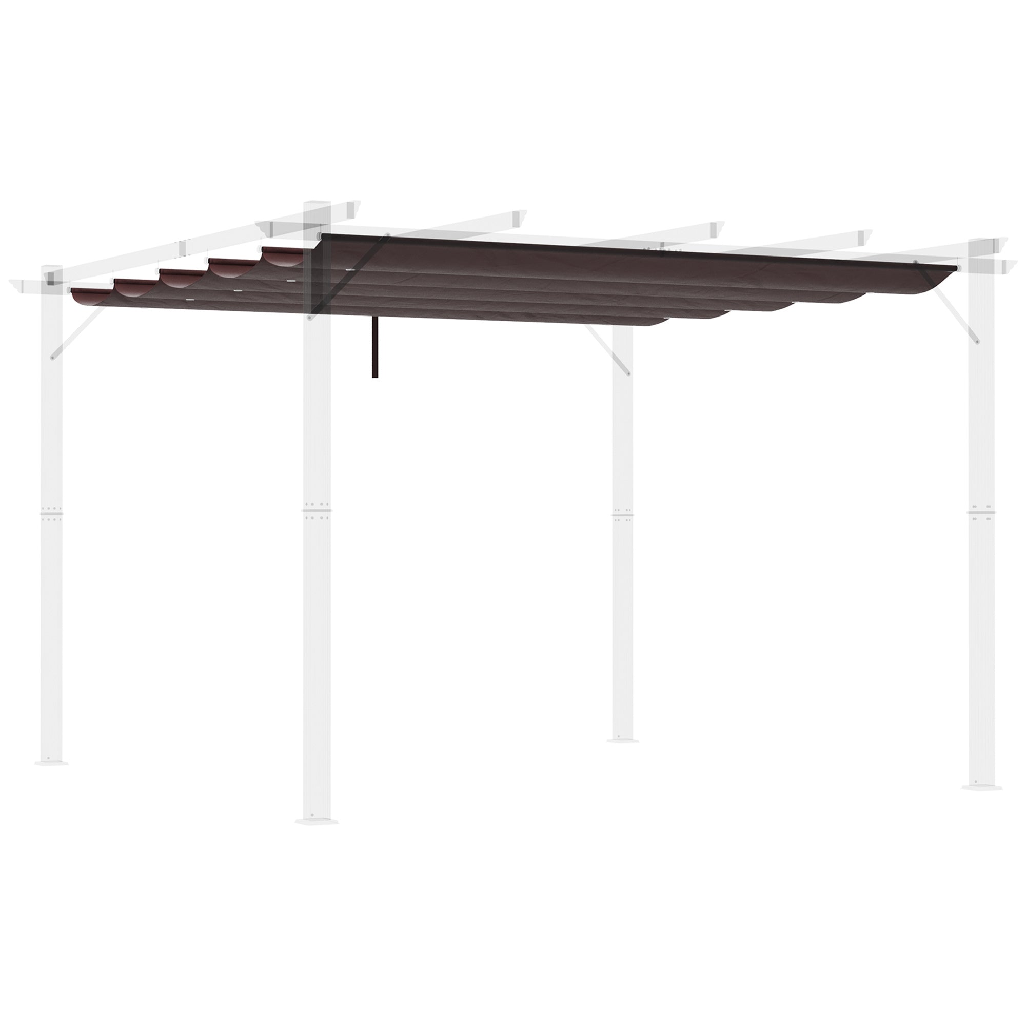 Outsunny 2,5x2,55m Pergola Schattenspender - Abziehbare Ersatzdach für Sonnenschirme mit 10 Entwässerungslöchern in Braun
