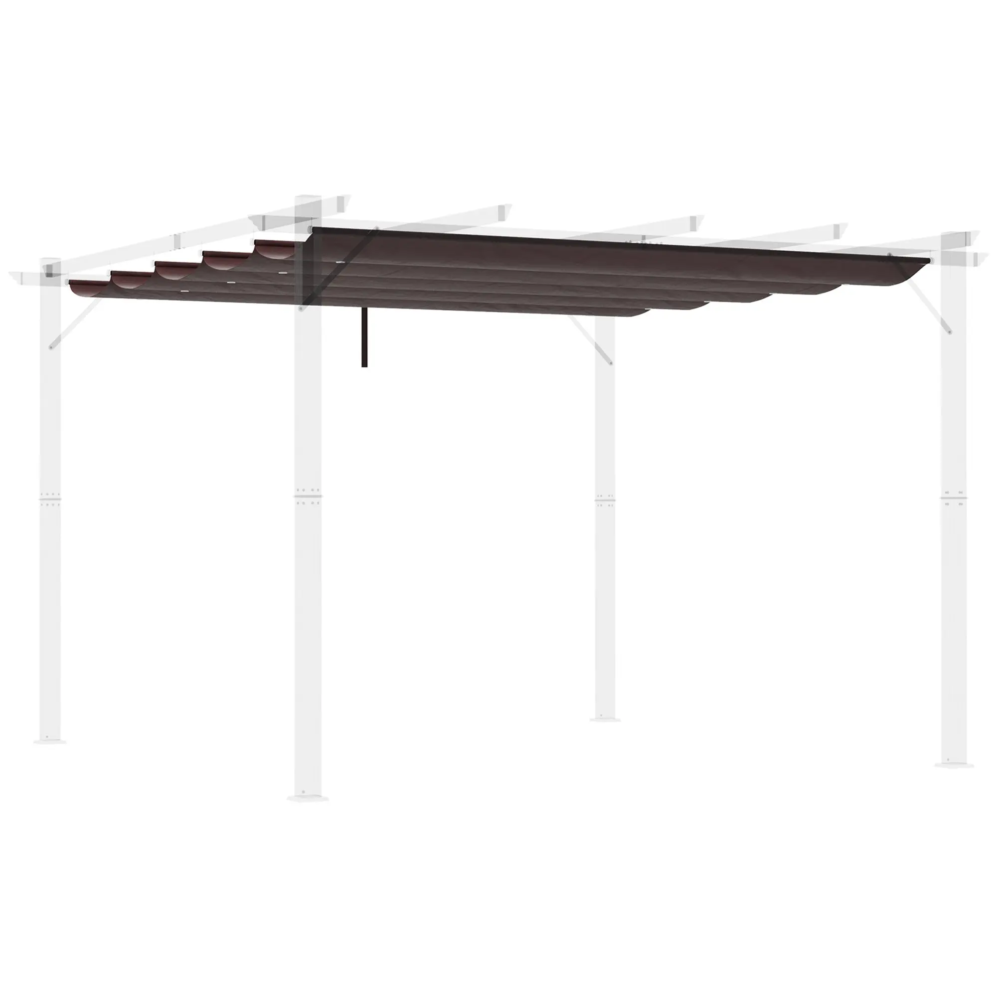2.5x2.55m Pergola Canopy Retractable Replacement Roof for Umbrella Fabric Canopy for Garden Gazebo with 10 Drainage Holes Brown