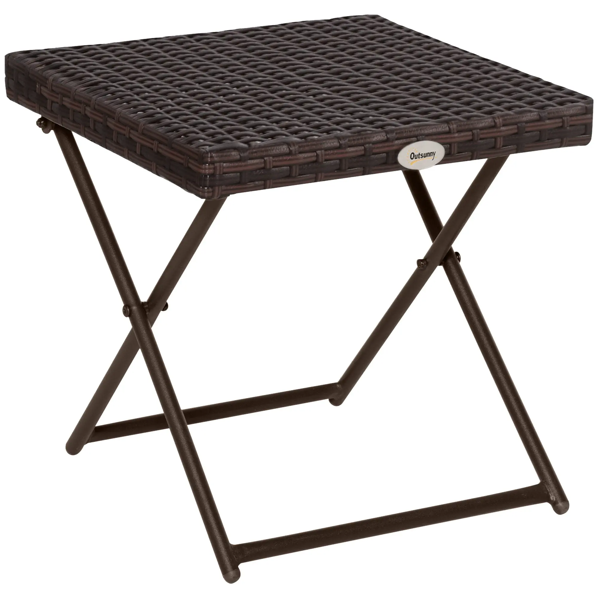 Side Table made of Poly Rattan Folding Coffee Table Couch Table Tray Balcony Table Garden Table Sofa Table Tea Table Garden Furniture Rattan Table for Garden Terrace Balcony, 40x40x40cm Brown