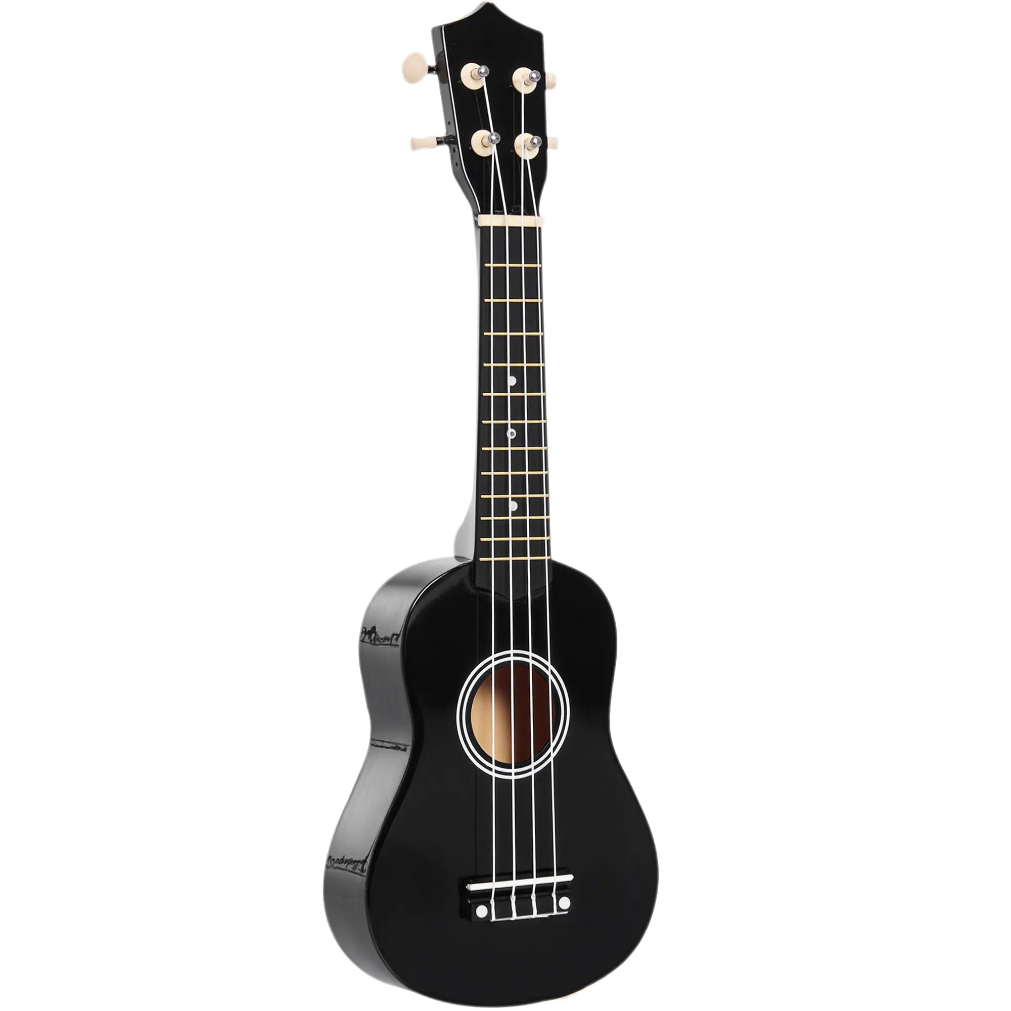 21 Inch Black Soprano Ukulele for Beginners Suitable for Concerts and Schools Nylon Strings Wood Material