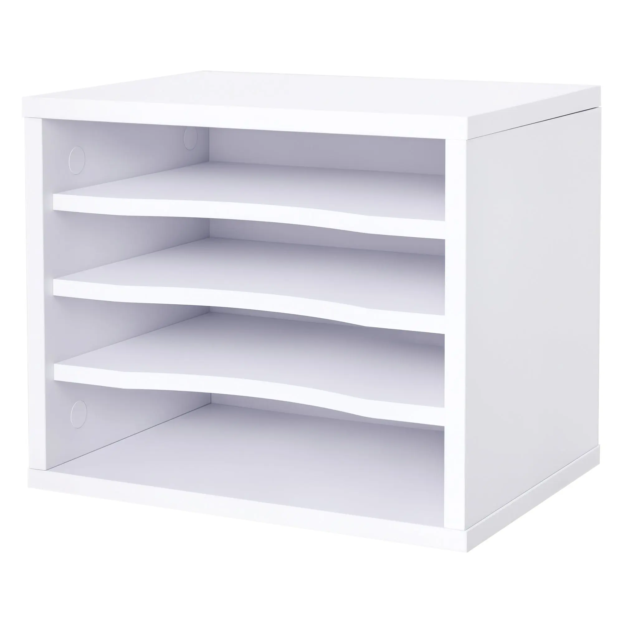 White Wood Desk Organizer with 4 Layers Printer Stand Dim. 35.5L x 25W x 28.6H cm