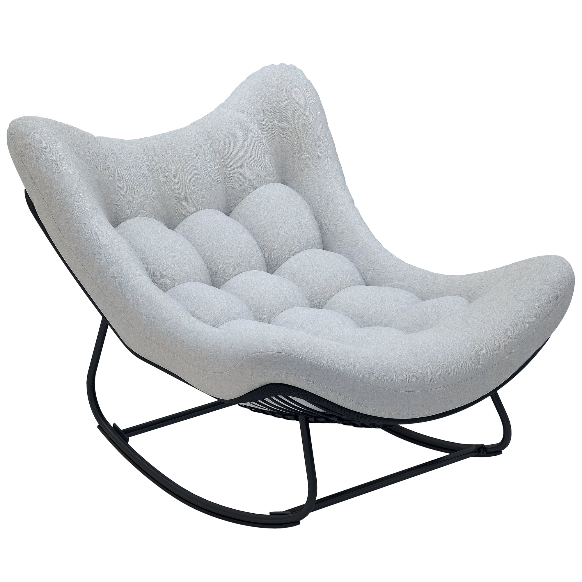 Rattan Swinging Chair Garden Bench with Steel Frame Cushion, Swinging Bench Garden Swing Outdoor Bench Seat Garden Furniture Park Bench for Garden Terrace Park 98 x 111 x 74 cm Gray