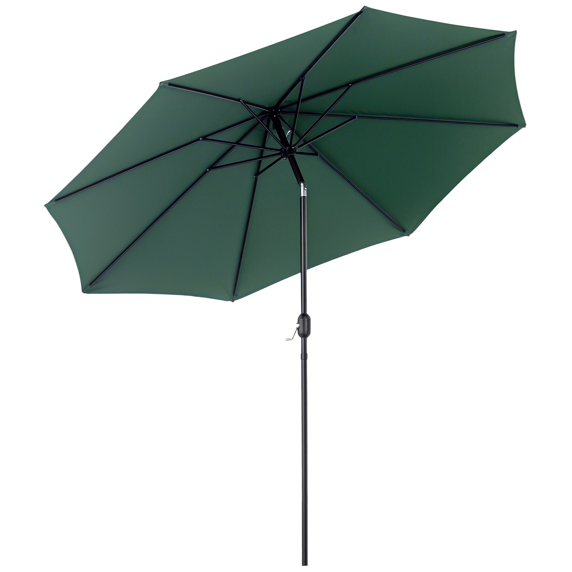 Outsunny vrtni suncobran Ø295x250 cm s ručkom – vanjska sjena s nagibnim mehanizmom i odvojivim metalnim stubom za terasu, bazen, patio