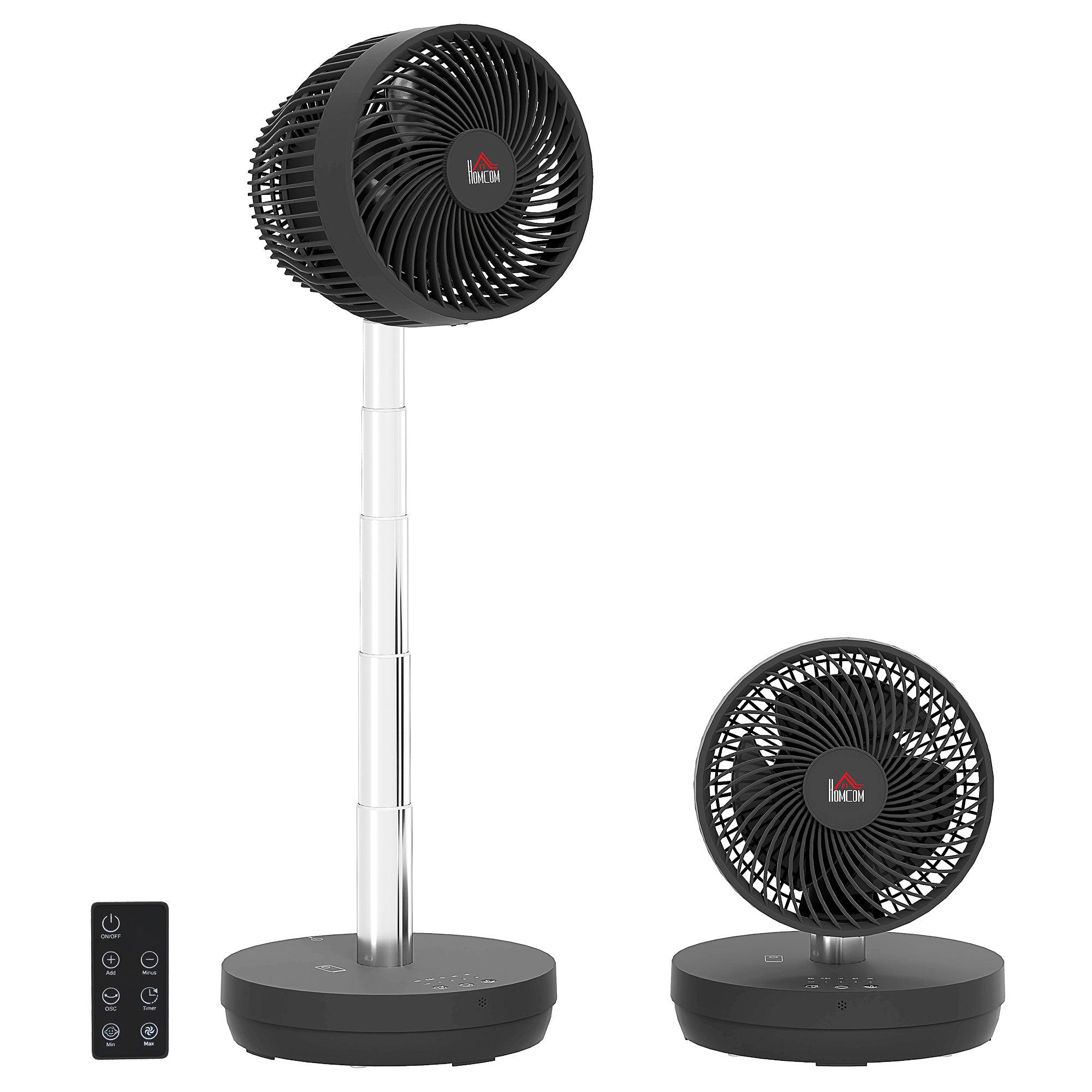 Stand Fan USB Rechargeable Fan with Remote Control Adjustable Tilt Oscillation 10 Speeds Timer Height Adjustable Telescopic Fan for Office Camping