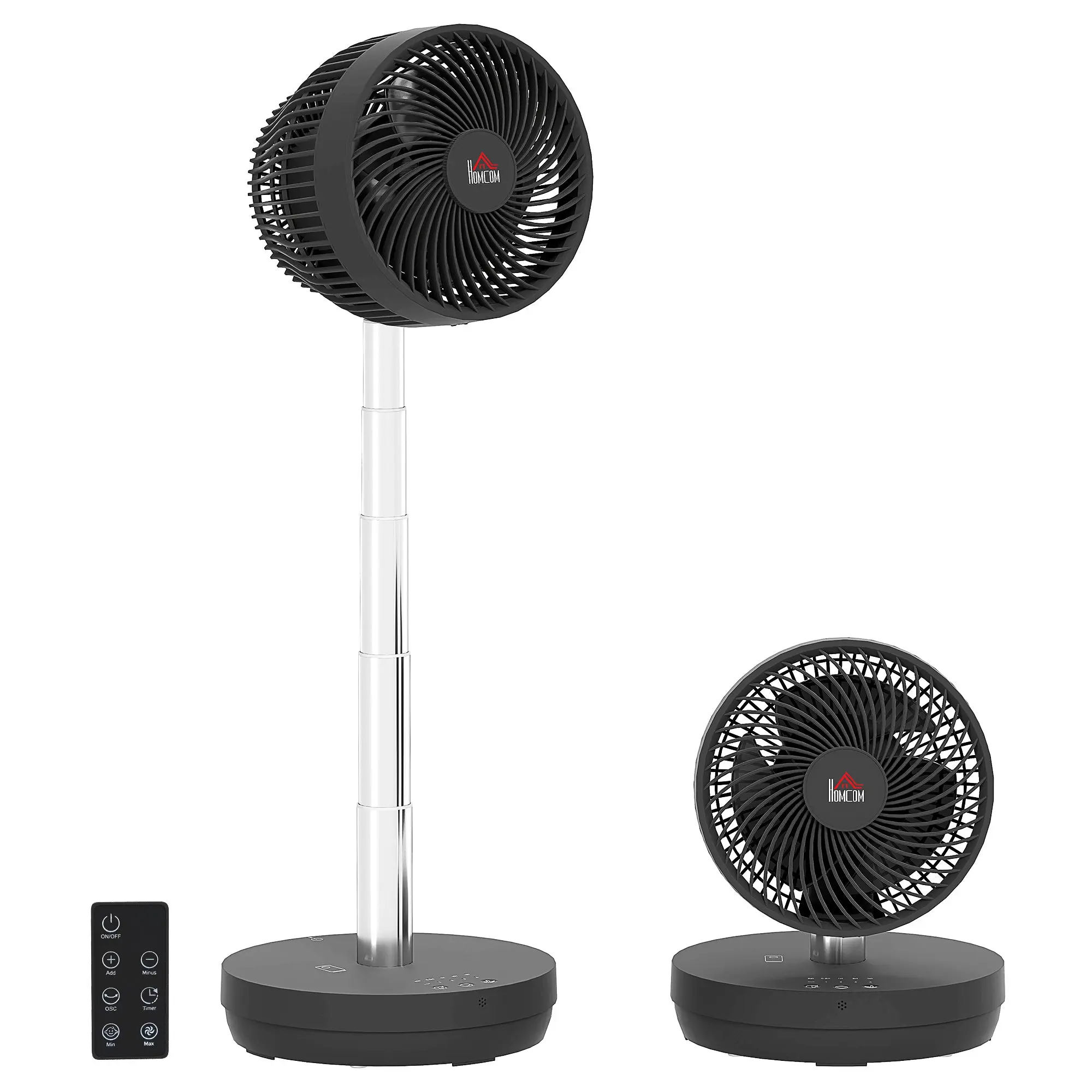 Stand Fan USB Rechargeable Fan with Remote Control Adjustable Tilt Oscillation 10 Speeds Timer Height Adjustable Telescopic Fan for Office Camping