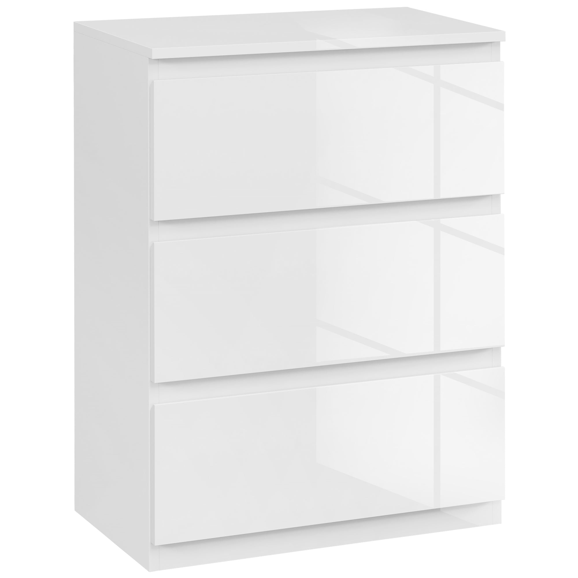 HOMCOM Kommode mit 3 Schubladen – Moderne Schlafzimmerkommode mit Kippschutz für Wohnzimmer und Flur 55x34x75 cm Helles Weiß