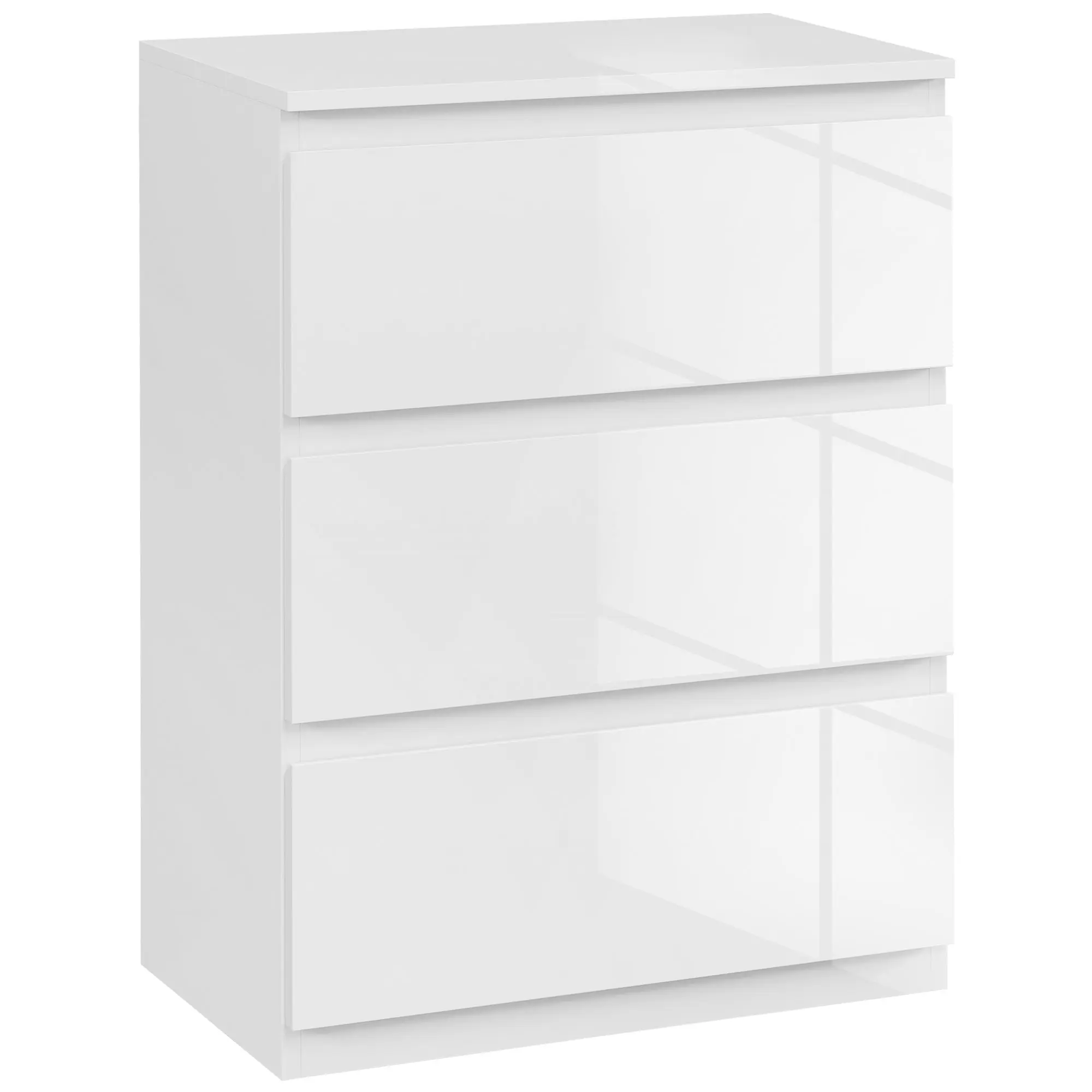 Chest of Drawers with 3 Drawers Modern Bedroom Chest of Drawers with Anti-tip Design Dresser for Living Room Hallway 55x34x75 cm Bright White