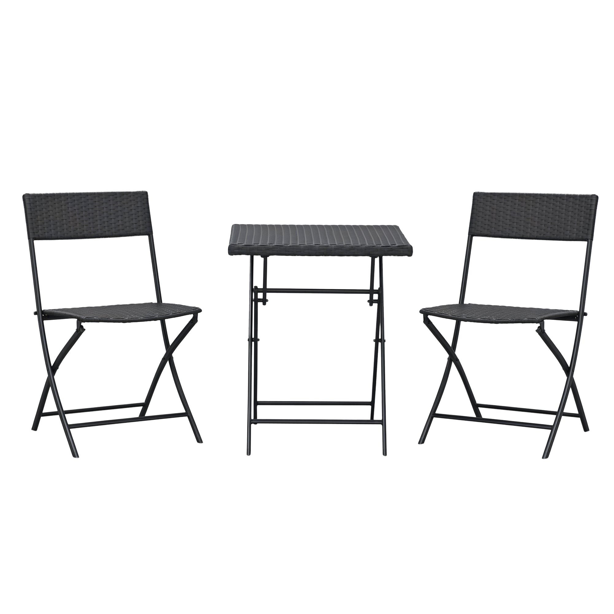 Outsunny Poly Rattan Havemøbel Sæt, Udendørs Lounge Balkon Møbler til 2 Personer, 3-delt Spisesæt, 2 Stole, Bord, Vejrbestandig Have Lounge til Have, Takterrasse, Balkon, Kaffeebrun