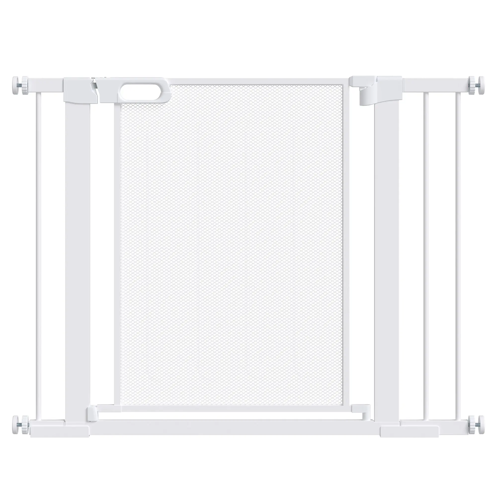 Dog Safety Gate Expandable 75-103 cm Stair Gate Door with 2 Extensions 7 and 14 cm Double Lock Automatic Closure White
