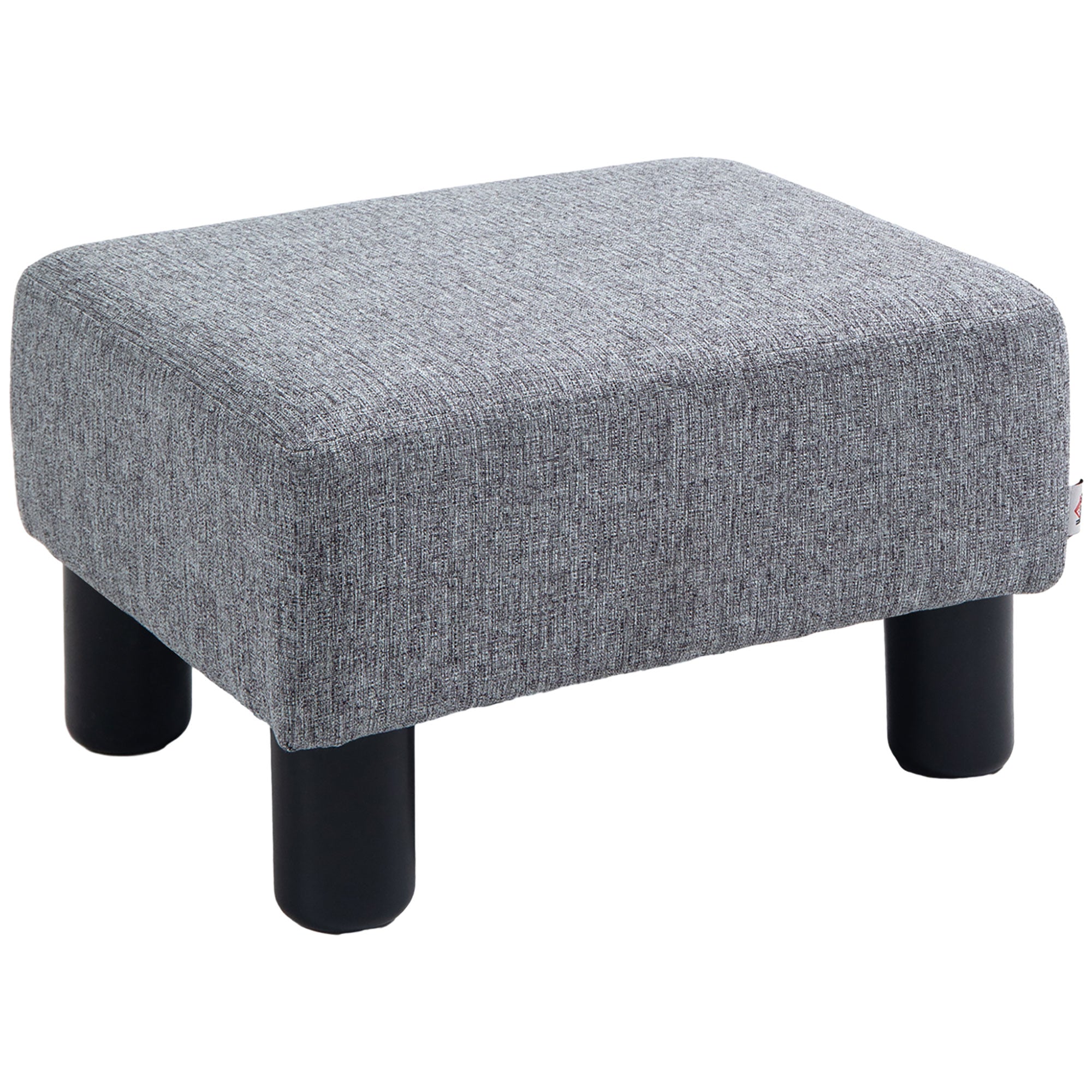 HOMCOM Gevoerd Voetenbankje Ottoman met Linnen-Look Moderne Voetensteun voor Slaapkamer en Woonkamer, Grijs