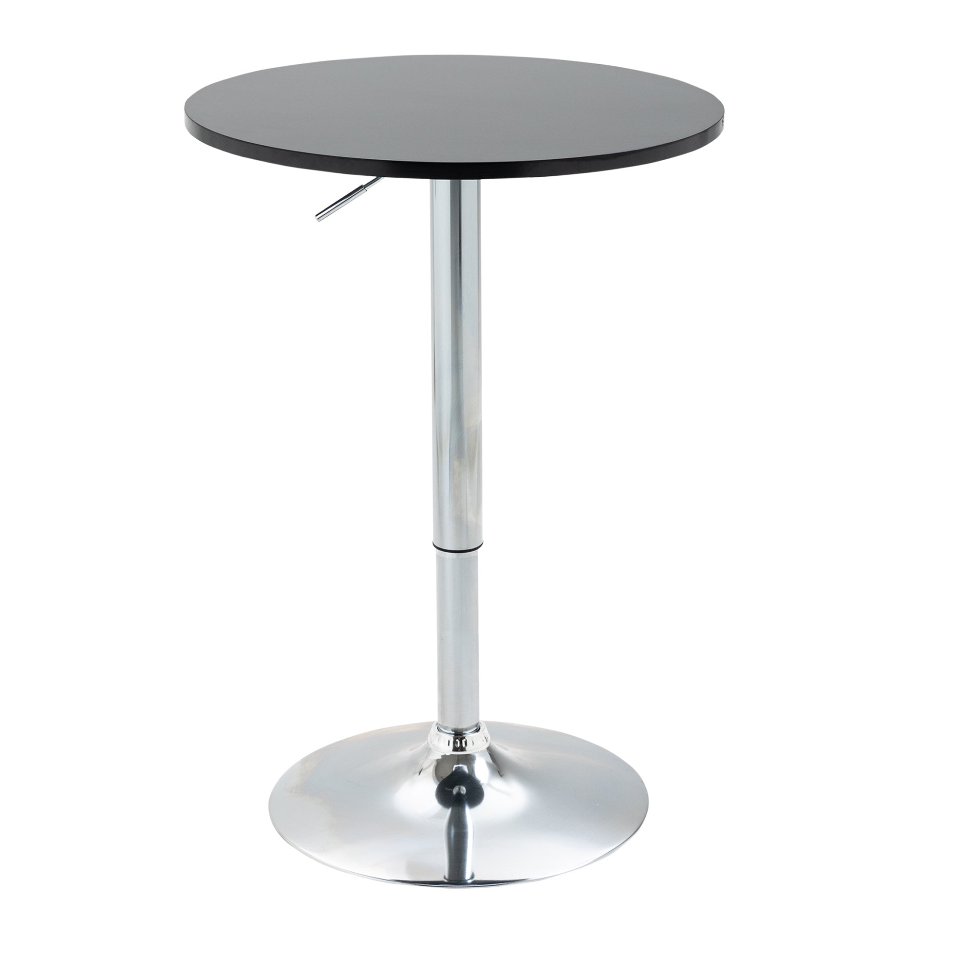 HOMCOM Moderní Kulatý Barový Stolek s 360° Otáčením a Výškovou Regulací, Bistro Stolek, Barový Stolek, Kuchyňský Stolek, Černá Ocel Ø61 x 70-90 cm