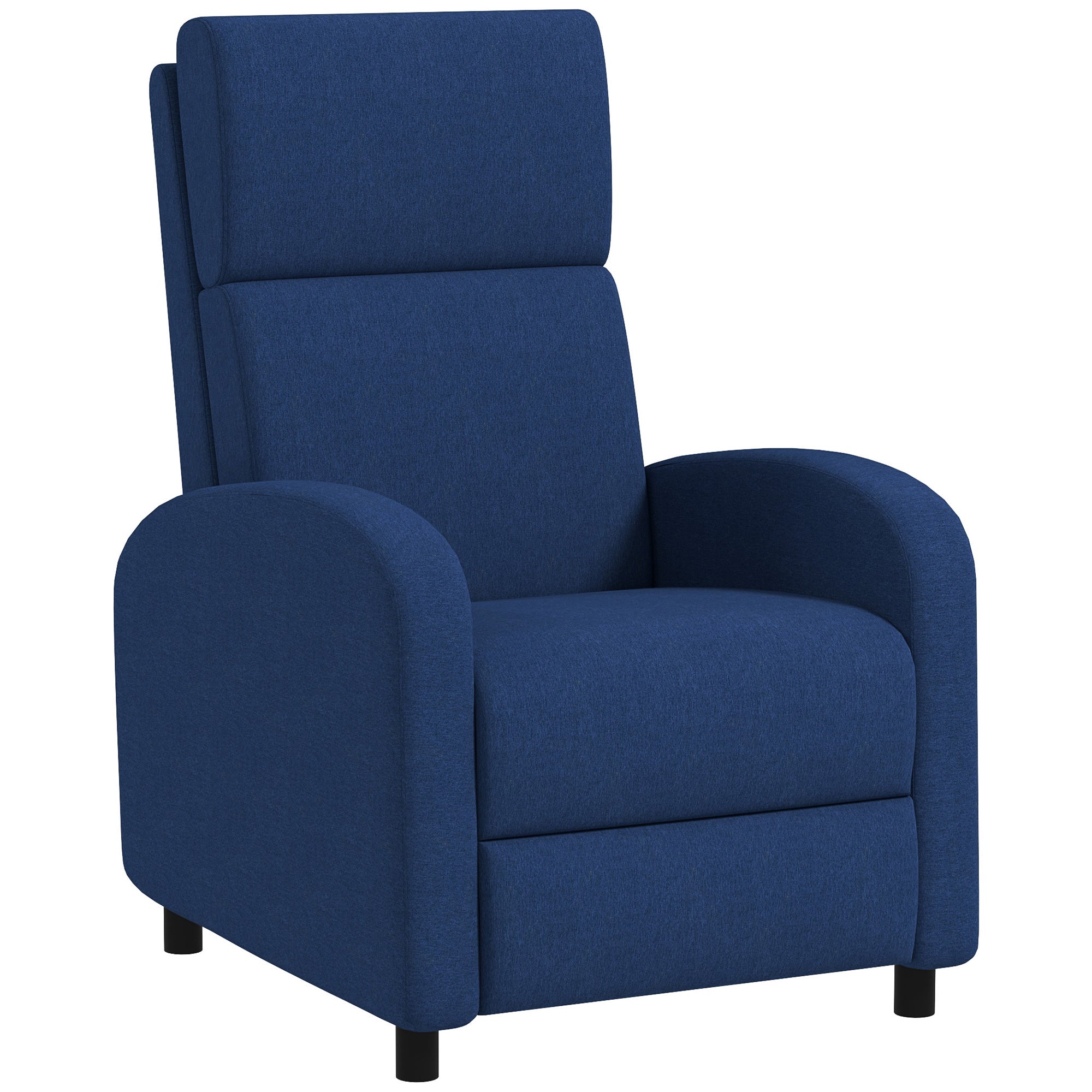 Reclining chair relaxation chair with manually adjustable backrest up to 160°, integrated footrest for living room bedroom office home theater, load 120 kg, blue