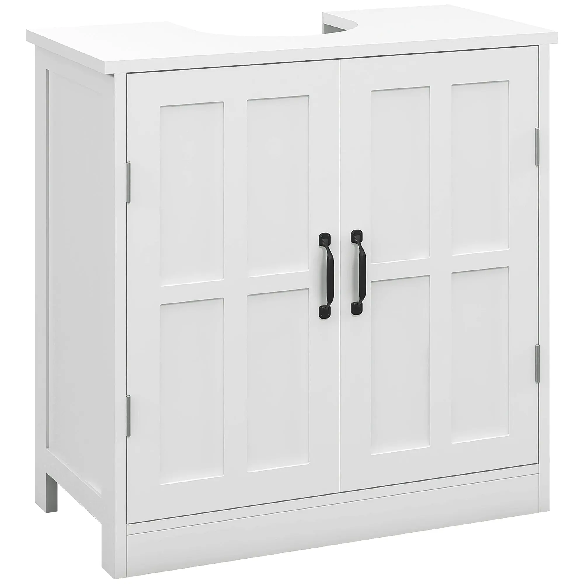 Under Sink Bathroom Cabinet with Double Door and Adjustable Shelf Load 20 kg 60x30x60 cm White