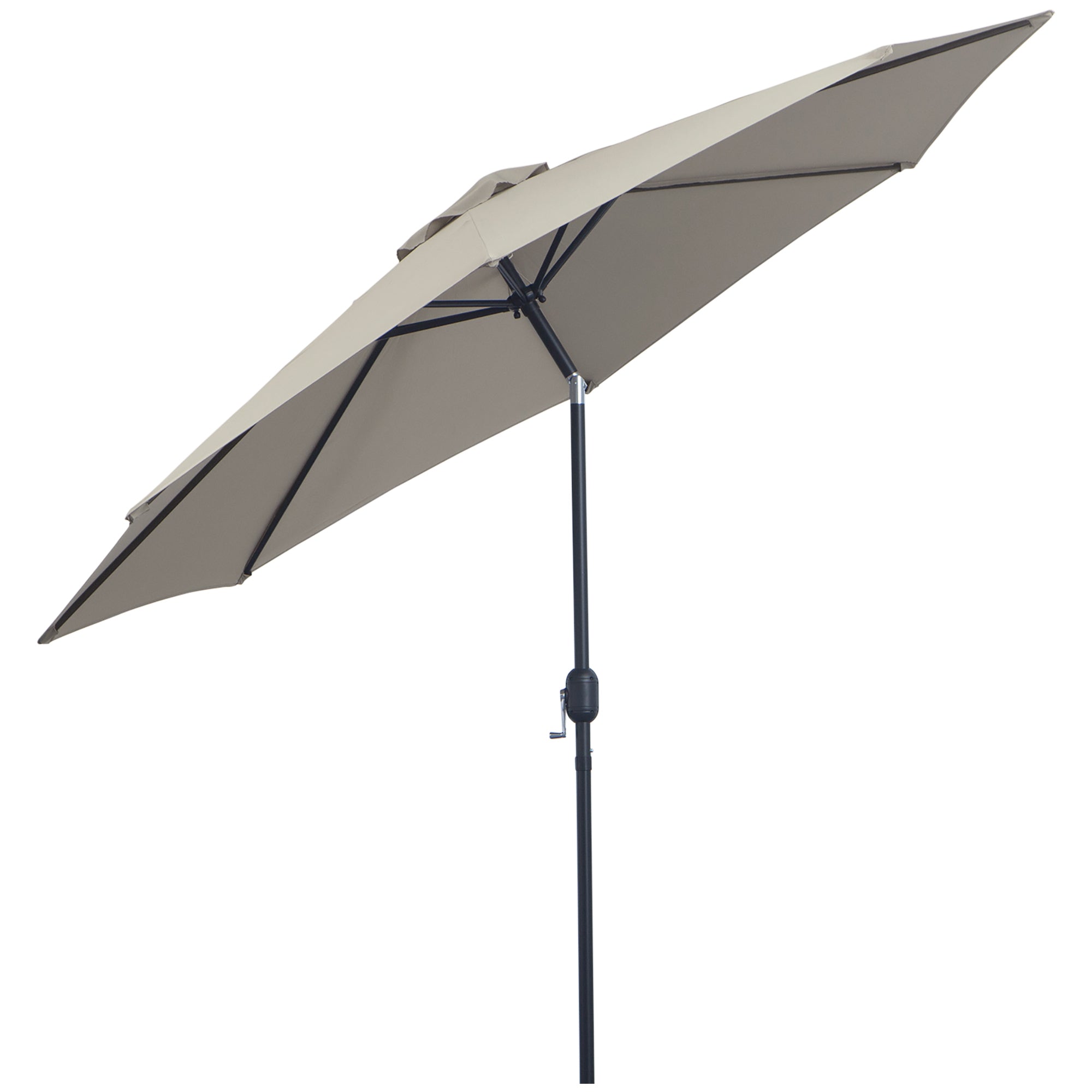 Outsunny Vrtni Suncobran Ø295x250 cm s Ručicom, Vanjski Parasol sa Nagibnim Mehanizmom i Odvojivim Metalnim Stablom za Terasu, Bazen, Svijetlo siva
