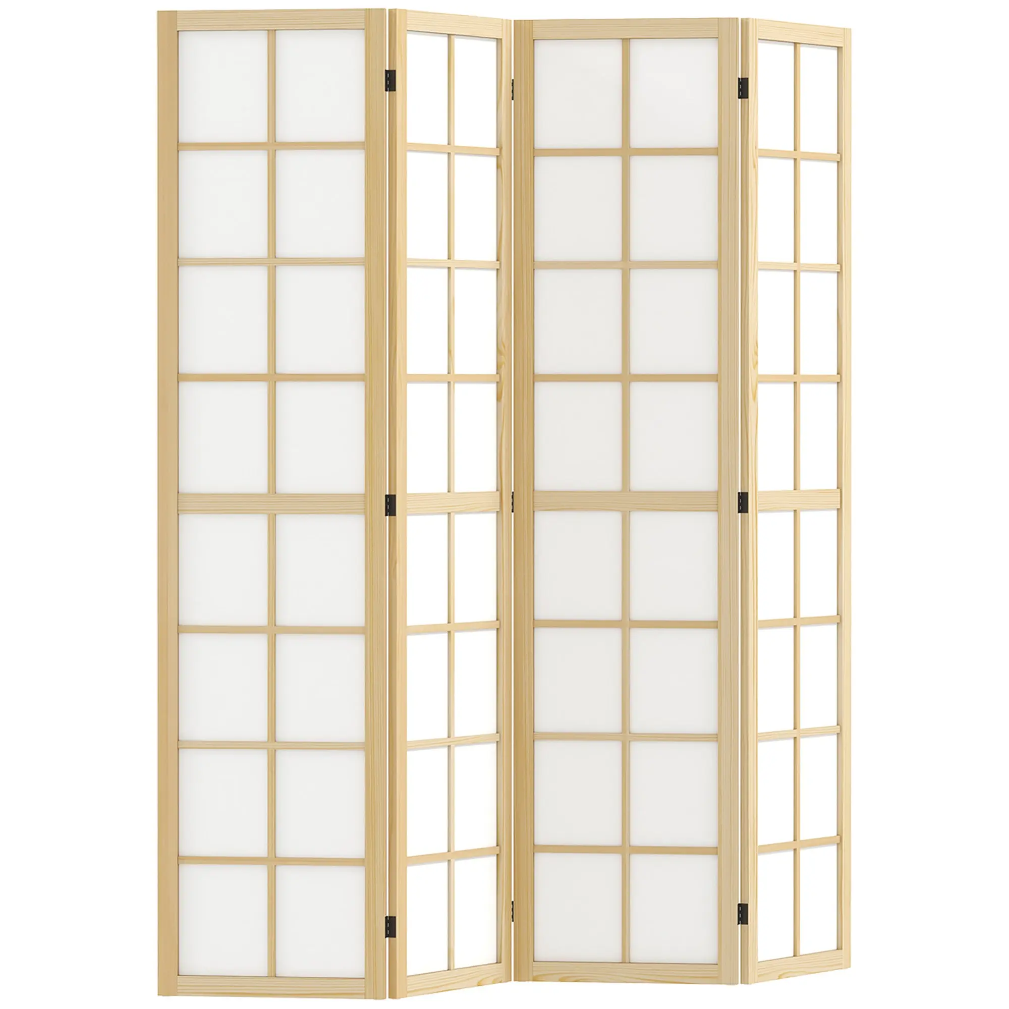 4 Panel Room Divider 63" x 67" Privacy Screen Partition, Folding Room Separator for Living Room Natural