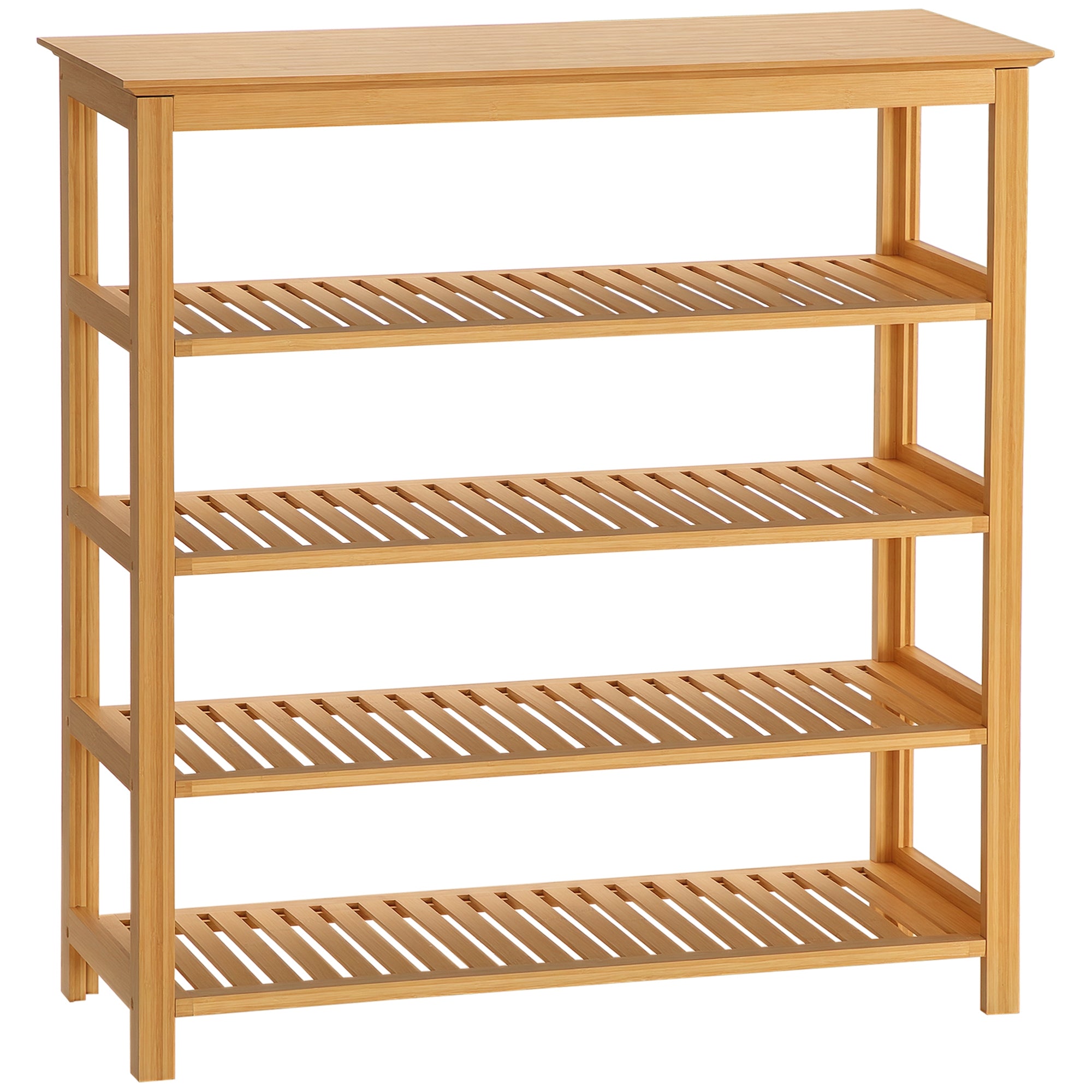 Shoe Rack, Shoe Stand with 5 Levels, Shoe Organizer for max. 20 Pairs of Shoes, Shoe Shelf for Entryway, Hallway, Bamboo, 80 x 29 x 82 cm, Natural