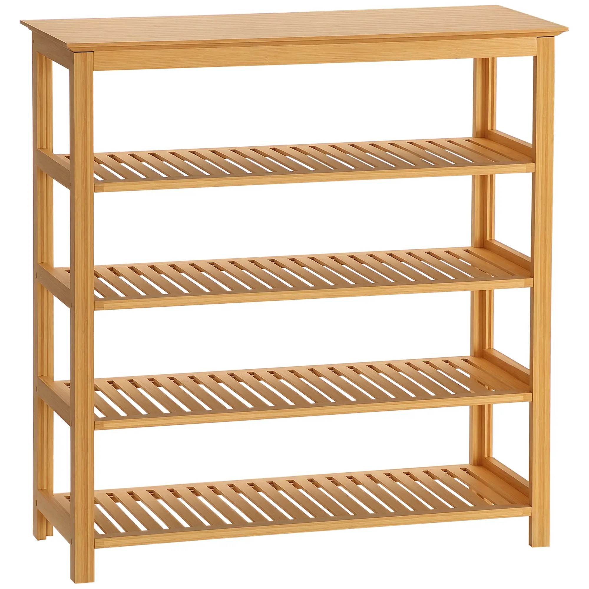 Shoe Rack, Shoe Stand with 5 Levels, Shoe Organizer for max. 20 Pairs of Shoes, Shoe Shelf for Entryway, Hallway, Bamboo, 80 x 29 x 82 cm, Natural