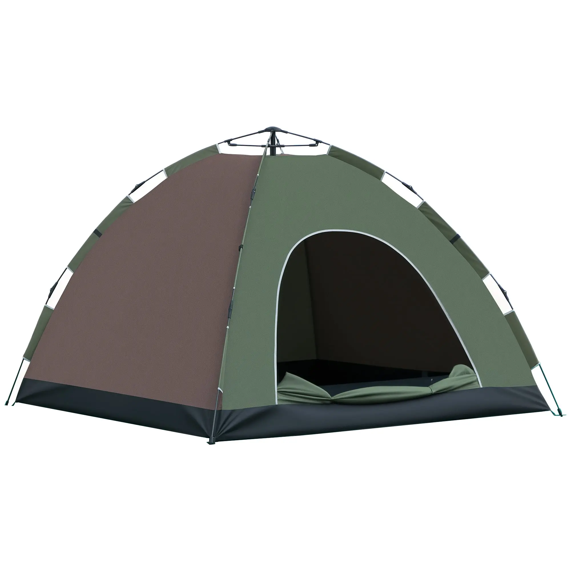 Pop-Up 4-Person Camping Tent, Beach Tent with Carry Bag, Lamp Hooks, and Storage Pockets, UV Protection, 210x210x135 cm