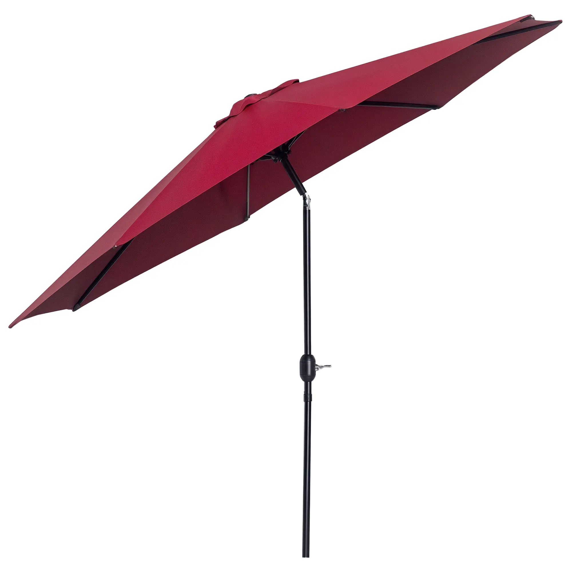 Garden Umbrella ?295x250 cm with Crank, Outdoor Sunshade with Tilt Mechanism and Detachable Metal Post for Patio Pool Wine Red