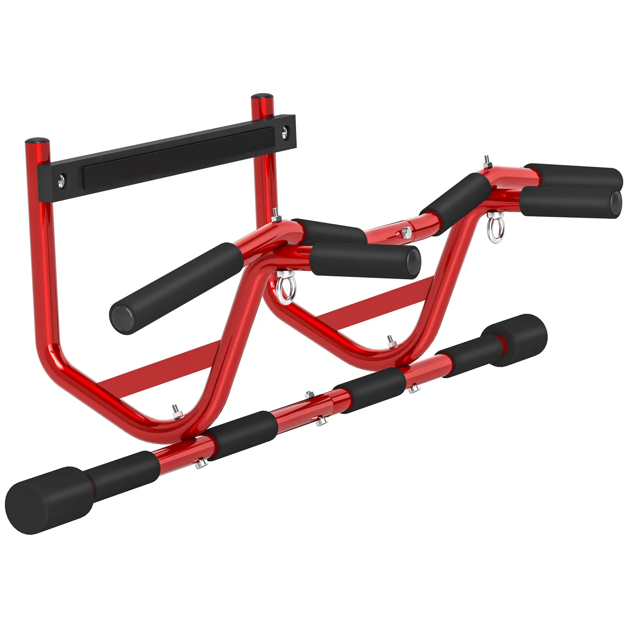 SPORTNOW Multifunctional Pull-Up Bar Wall-Mounted Pull-Up Bar 150 kg Load for Home Gym Workout Red and Black