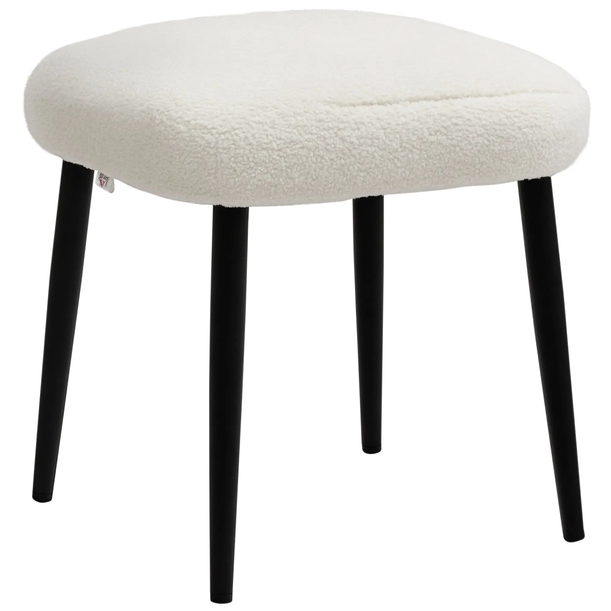Footstool Seat Stool Square Vanity Stool Footrest with Cashmere-look, Steel Legs, for Living Room, Bedroom, Cream White, 42 x 42 x 44 cm