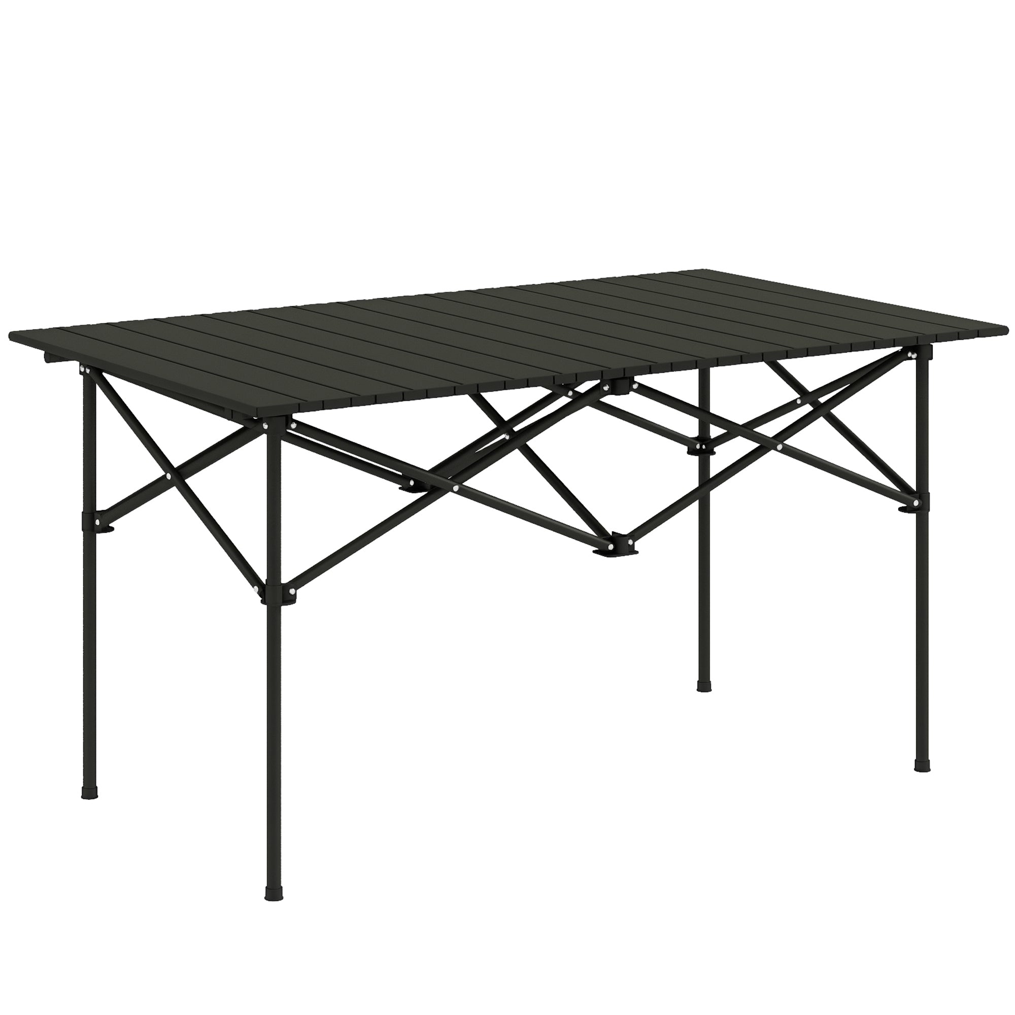 Outsunny Sammenklappelig Campingbord i Metal 95x55x50 cm med Rullbart Bordplade og Bærepose - Praktisk Letvægts Picnicbord til Camping, Vandreture, Strand Sort