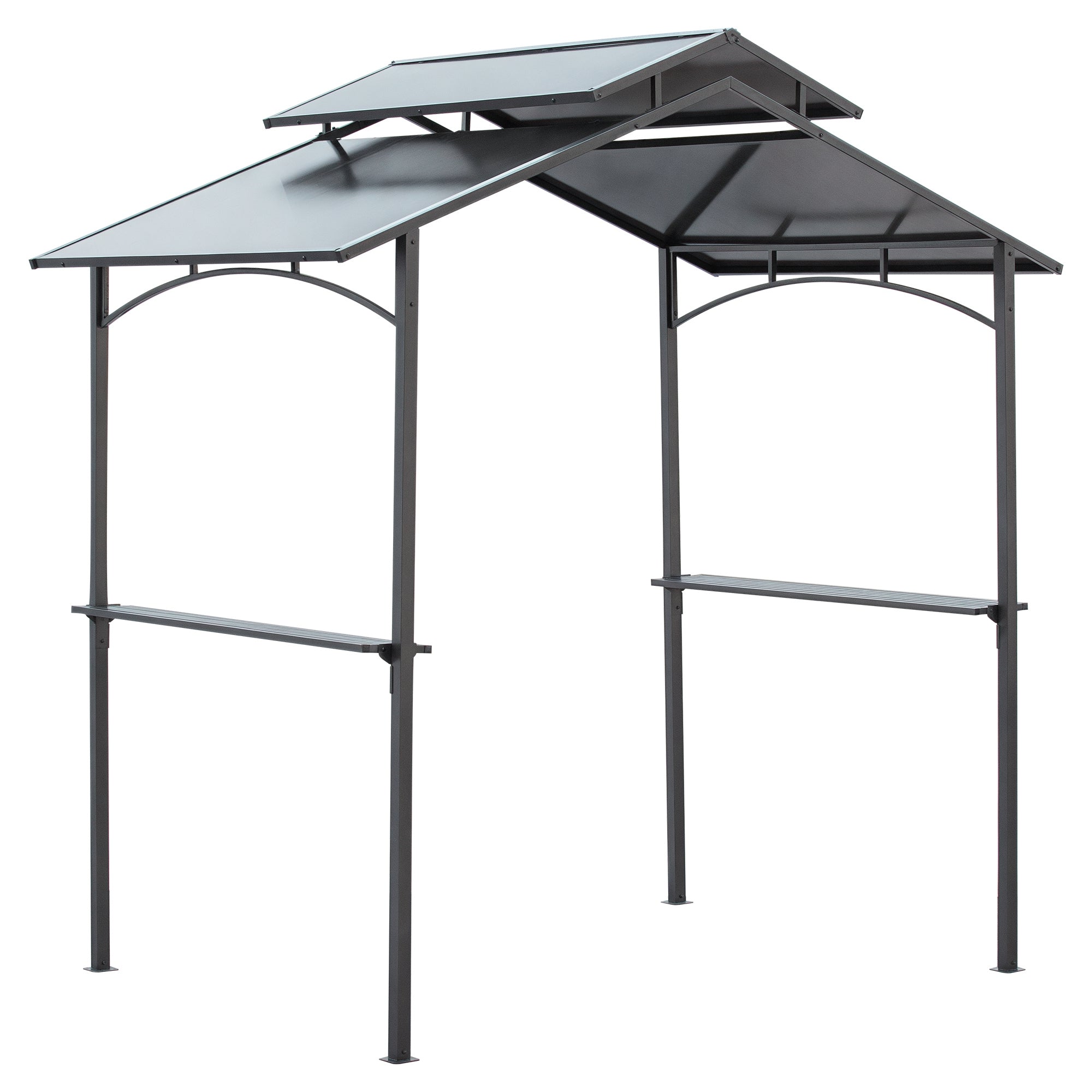 Pavillon de Barbecue Outsunny avec Toit Ignifuge - Pavillon de BBQ avec 2 Étagères 2,5 x 1,5m Acier PC Noir+Marron
