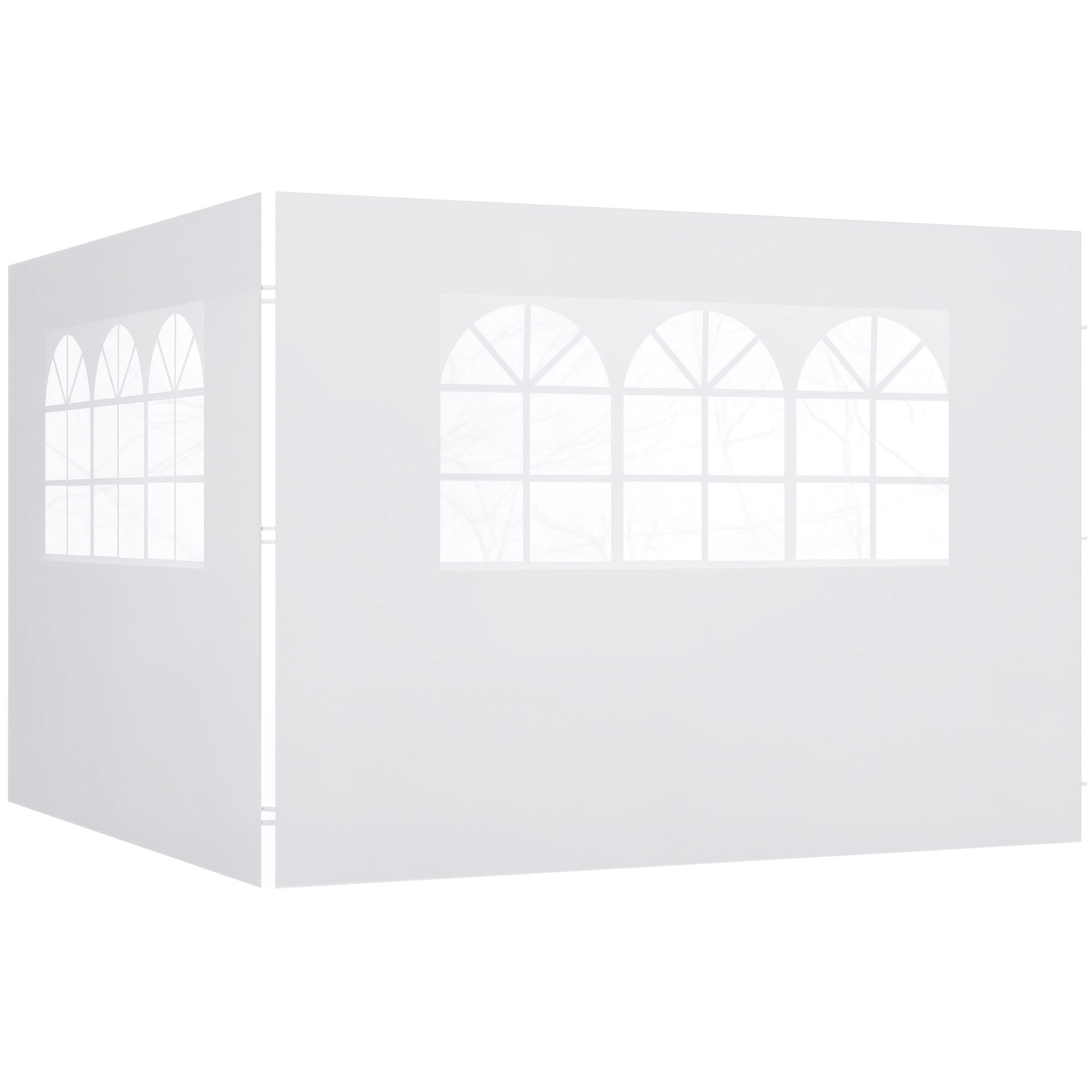 Outsunny 2 Seitenwände für 2,95x2m Pavillon Baldachin Oxford-Stoff Sonnenschutz-Seitenpaneele mit Fenster passend für 3x3 3x6 Weiß