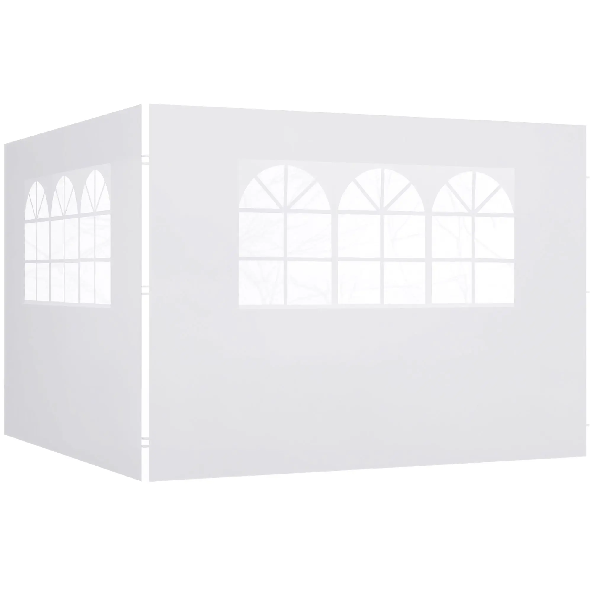 2 Side Walls for 2.95x2m Gazebo Canopy Oxford Fabric Sunshade Side Panels with Window Fit for 3x3 3x6 White