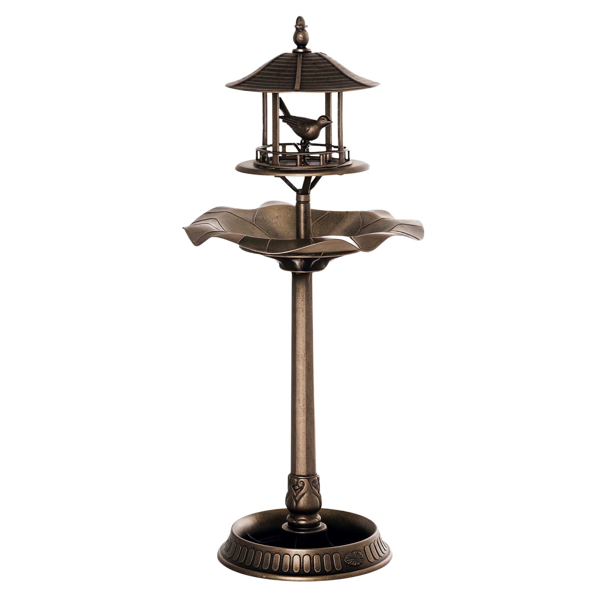 Bird Bath Feeder for Birds Planter 3 in 1 ? 50 x 113H cm polypropylene Antique Bronze