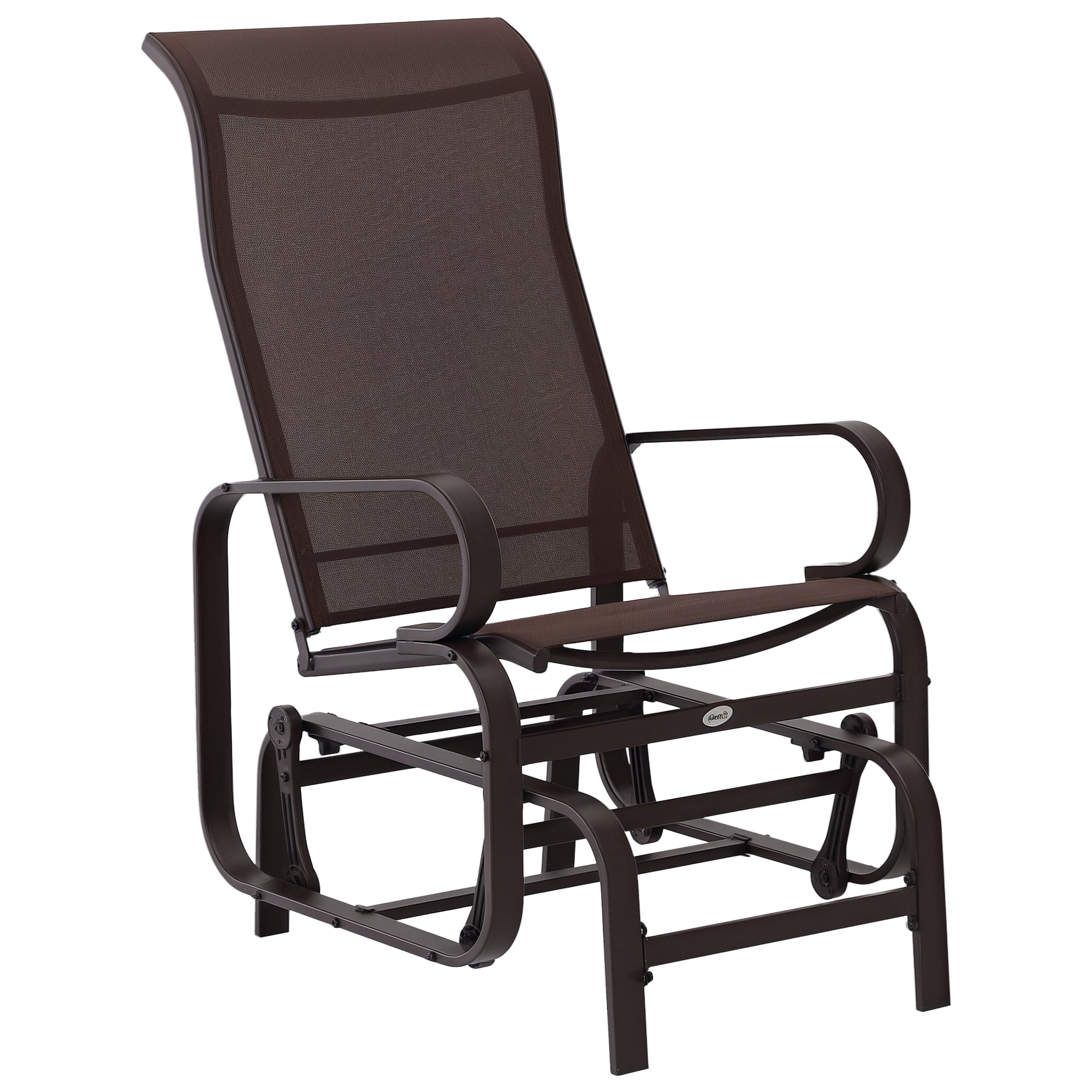 Rocking Chair Garden Chair Relax Chair Garden Swing Garden Metal Swing Chair for Garden Terrace Balcony Texteline Brown 60 x 73 x 104 cm