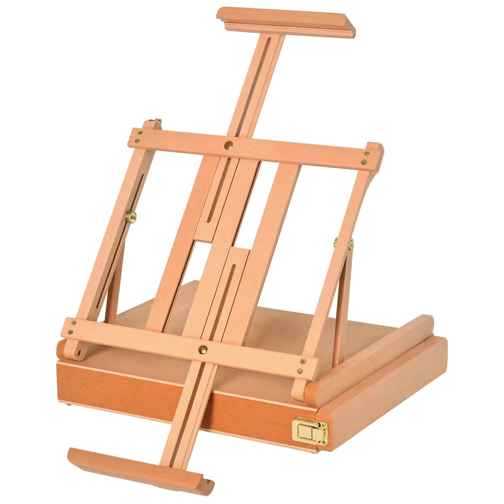 Easel Canvas Suitcase Easel Studio Easel Adjustable Angle Foldable with Drawer Beech Wood Natural 42 x 36 x 12.5 cm