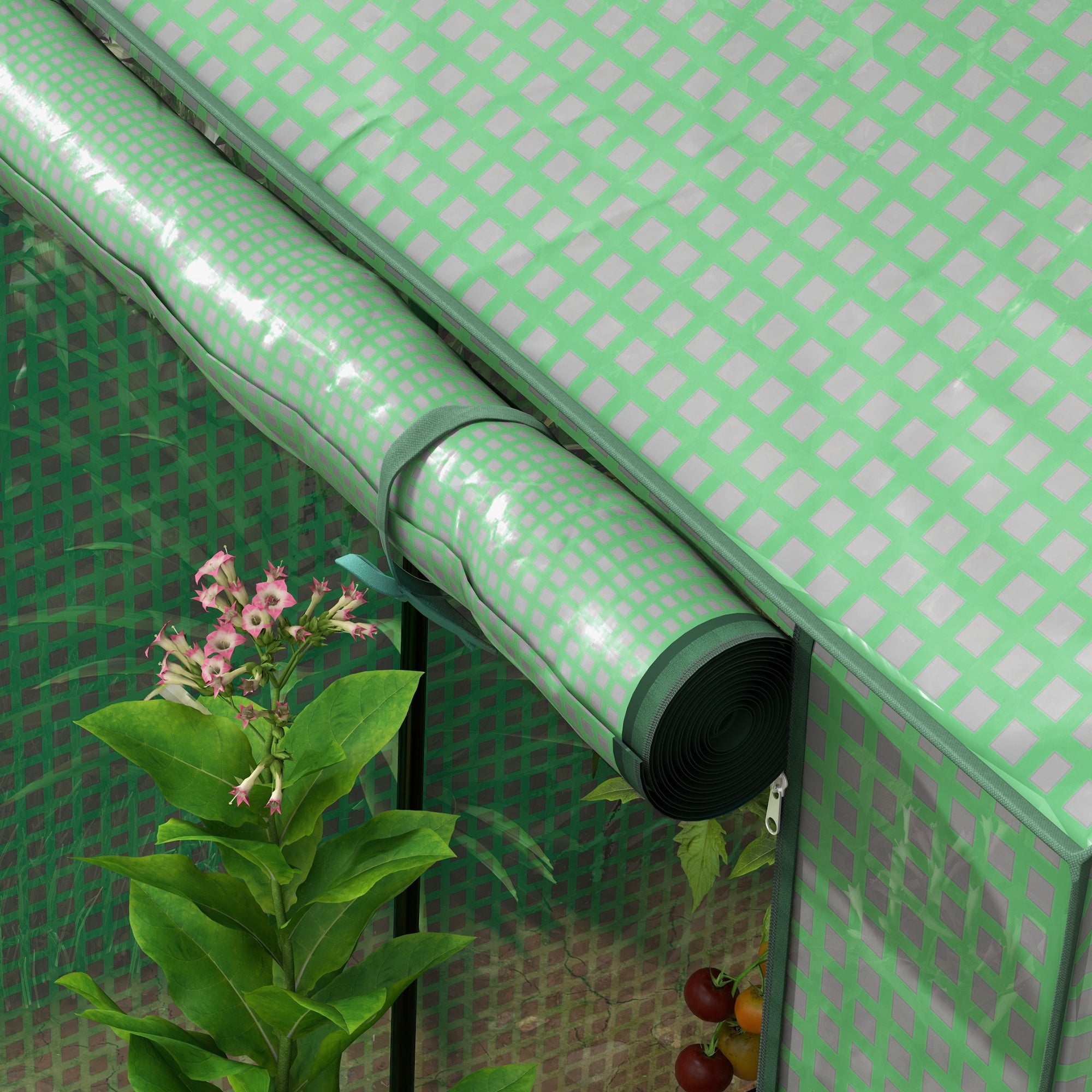 Garden Greenhouse PE, Balcony Greenhouse, Reinforced 135 g/m? Cover, Steel Frame, 2 Roll-Up Zipper Doors, for Vegetables Plants Flowers, Indoor and Outdoor, 100 x 80 x 150 cm Green