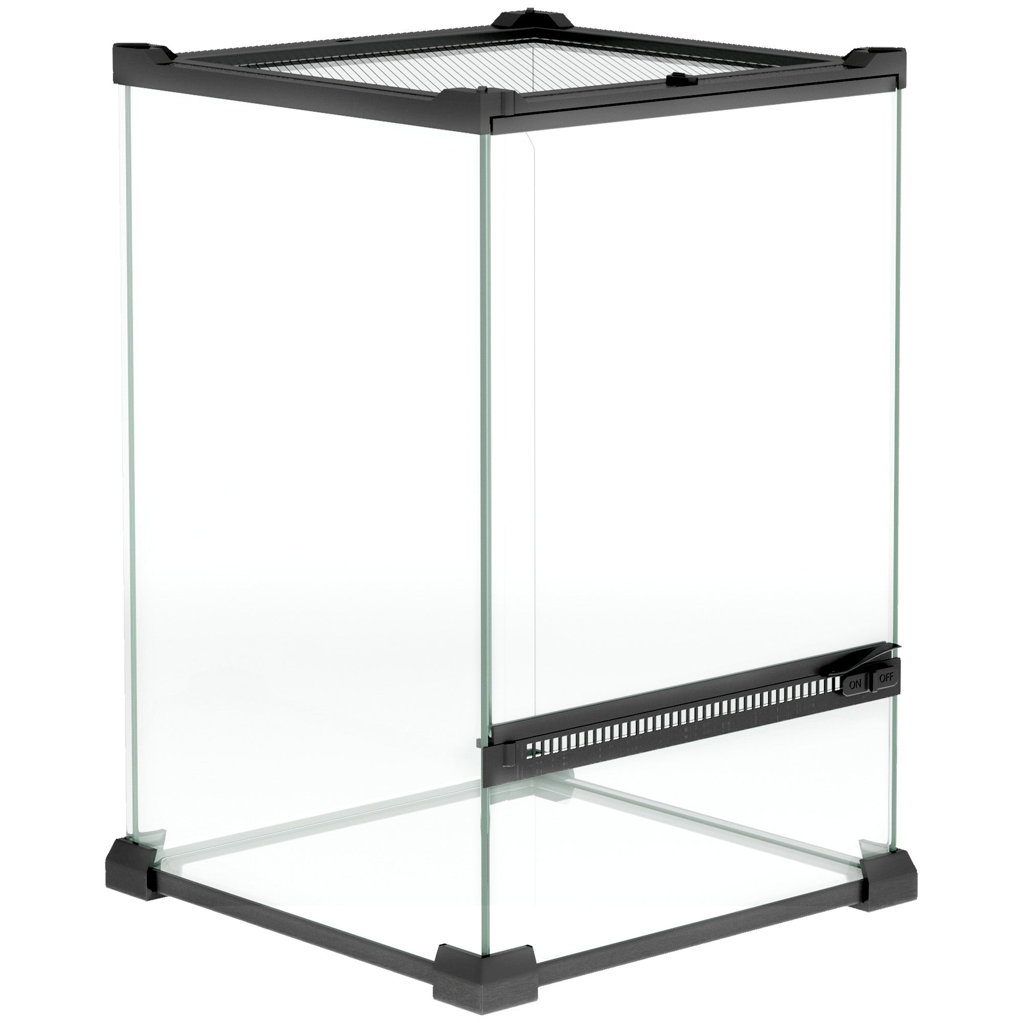 PawHut Glas-Terrarien für Reptilien Vivarium 12 L Reptilienbox Reptilienzuchtbox mit Drahtgitterdeckel, für Frösche, Schlangen, Schildkröten, 20 x 20 x 30 cm, Schwarz