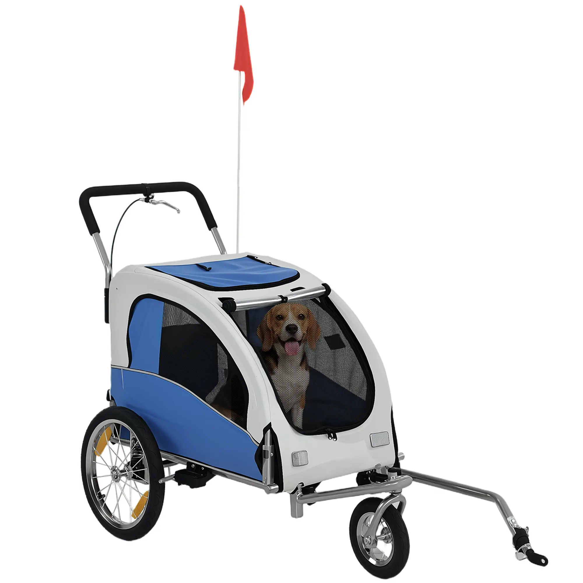 2-in-1 Dog Bike Trailer & Stroller for Small & Medium Dogs up to 20 kg (44 lb) — Foldable, 600D Oxford, Reflectors, Hand Brake, Universal Hitch, Light Gray