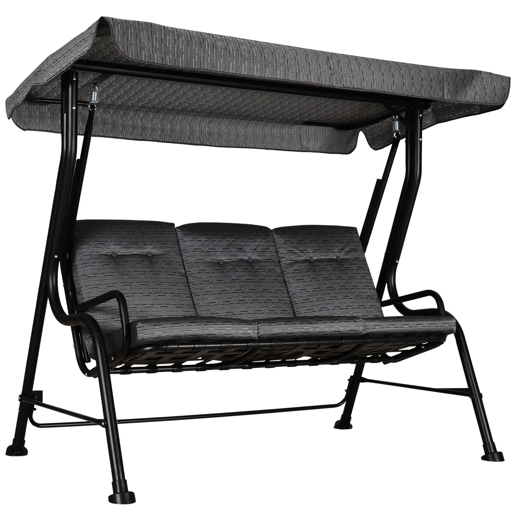 Hollywood Swing, 3-Seater Garden Swing, Adjustable Sun Canopy, Texteline Gray 200 x 120 x 170 cm