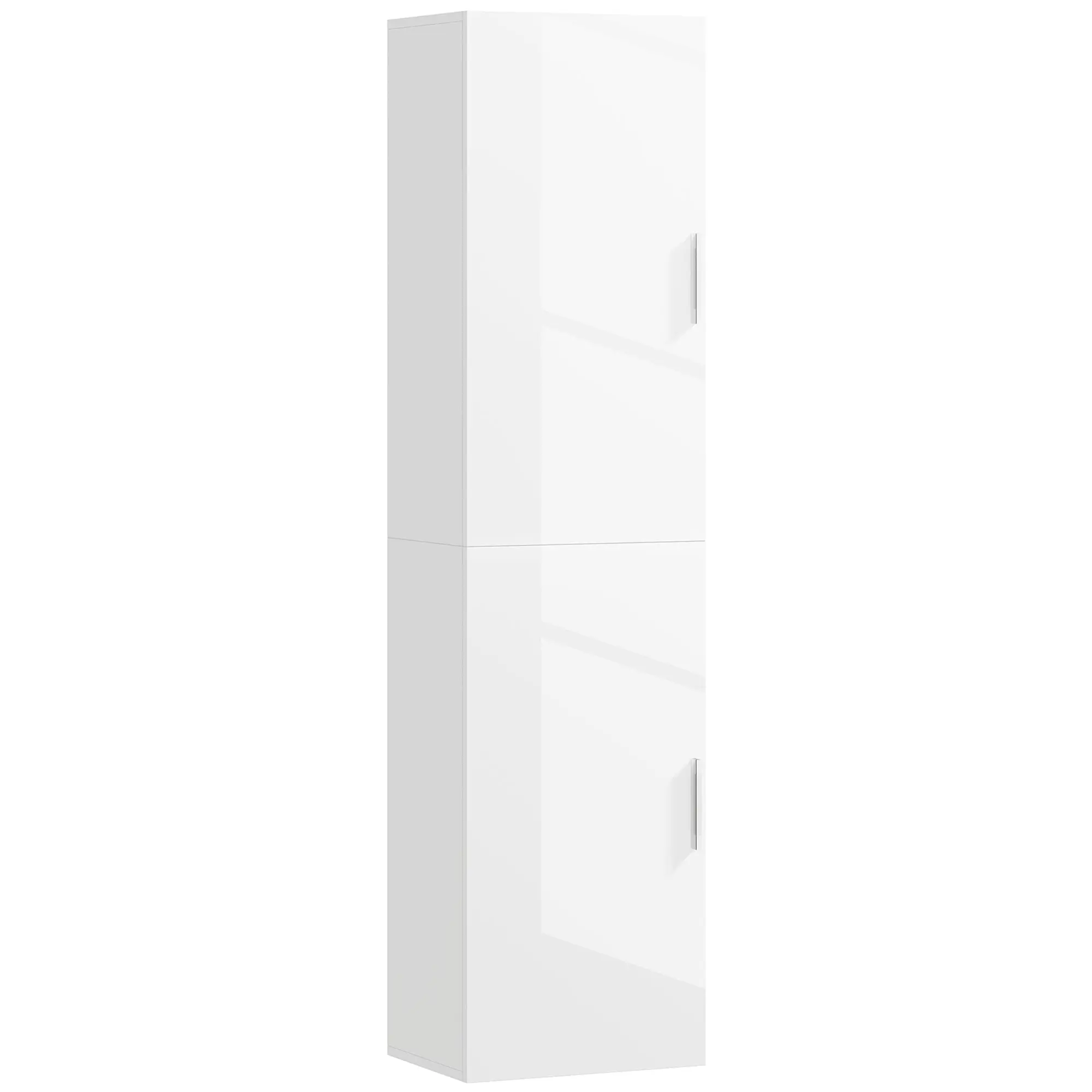 Bathroom Wall Cabinet Tall Bathroom Column with Adjustable Shelves and 2 Doors Modern Bathroom Furniture for Small Space 40x30x160 cm White Gloss