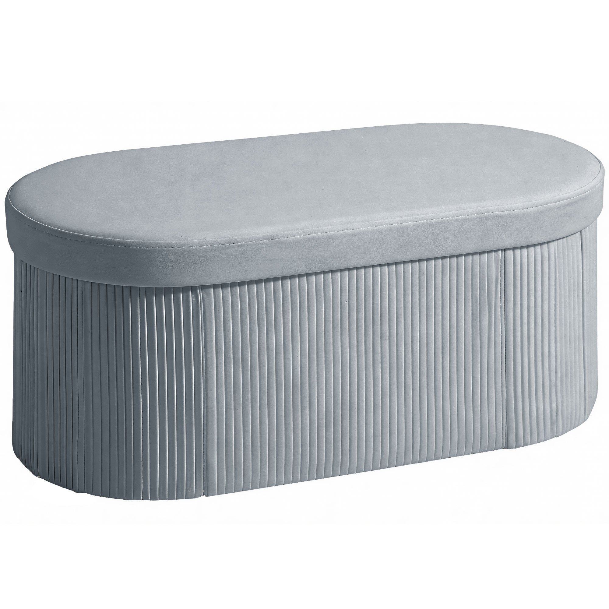 HOMCOM bársonypuff tárolóval, összecsukható tárolódoboz, 72 l (76 x 38 x 35 cm), bársonykárpitozás, 120 kg teherbírás, ülőke nappaliba, hálóba és előszobába — sötétszürke