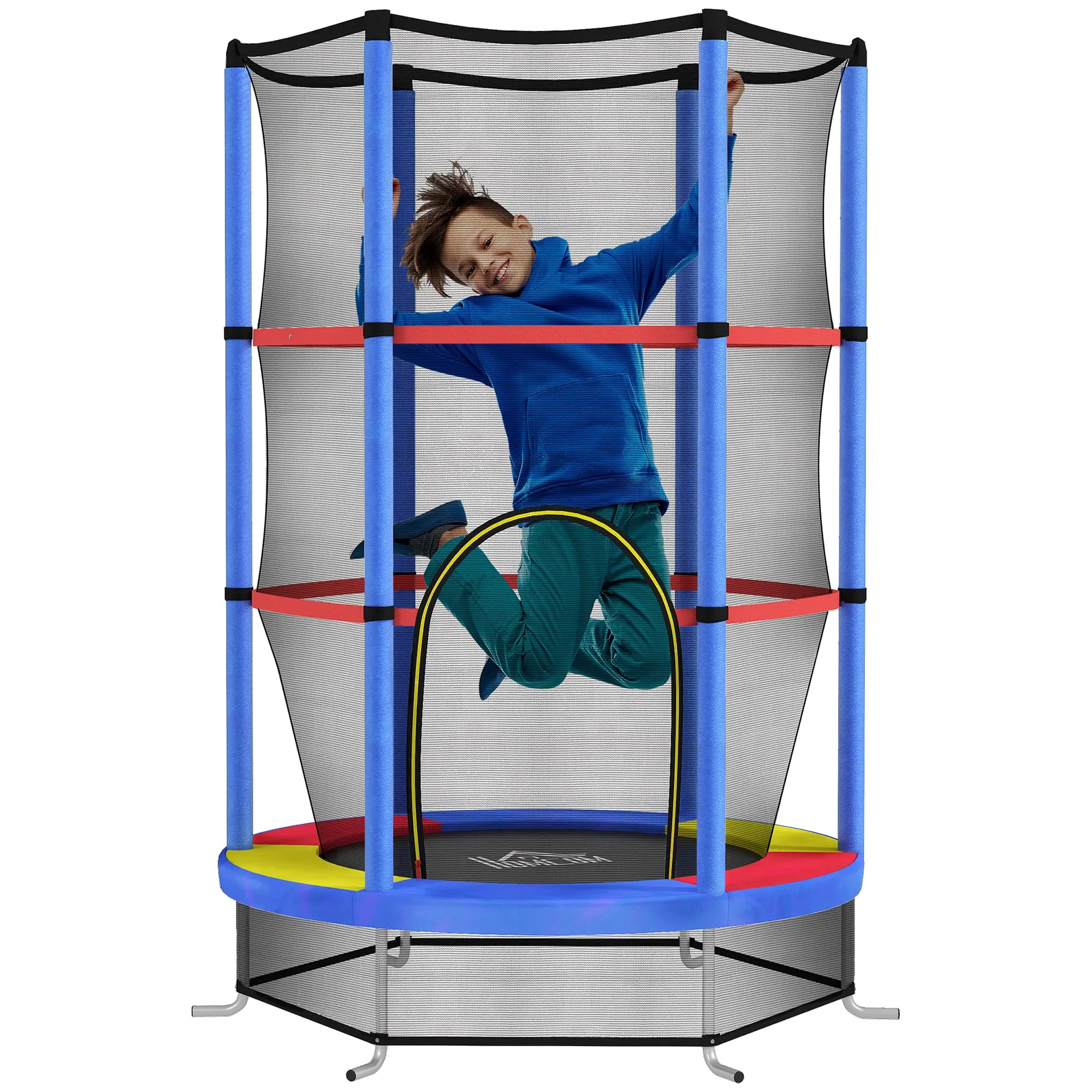 Children's Trampoline, ?140 cm Trampoline for Children with Safety Net, Garden Trampoline for 3-6 Year Old Children, Indoor, Multicolor